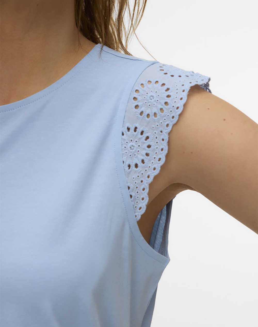 Vero Moda Vmemily Sl Gathering Top Jrs Noos 10305210-Cashmere Blue Ciel Γυναικεία ρούχα μπλούζες Τοπ Κορμακια Politikos Shop Πολιτικός