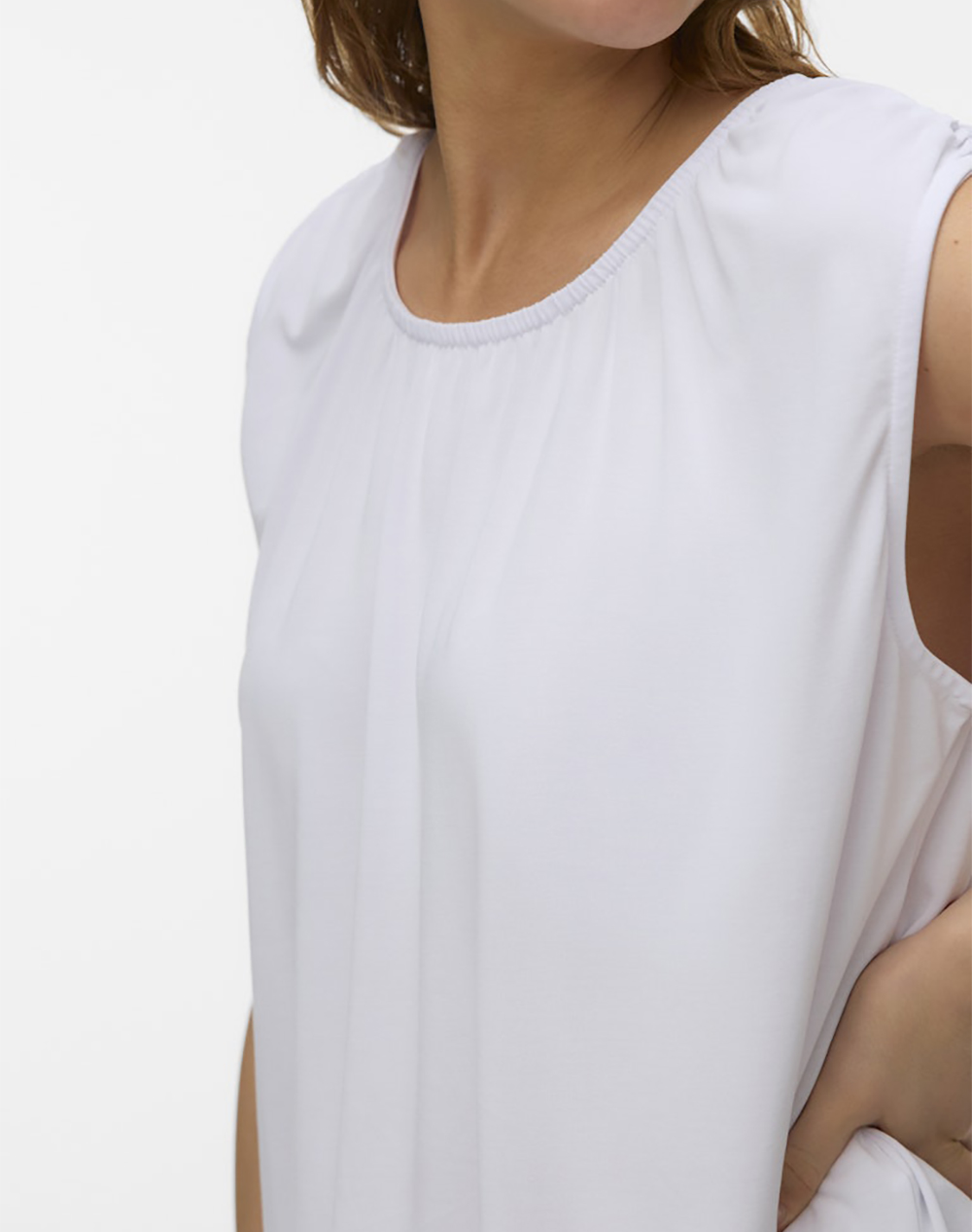 Vero Moda Vmfilli Sl Top Jrs Noos 10342938-Bright White Γυναικεία ρούχα μπλούζες Τοπ Κορμακια Politikos Shop Πολιτικός