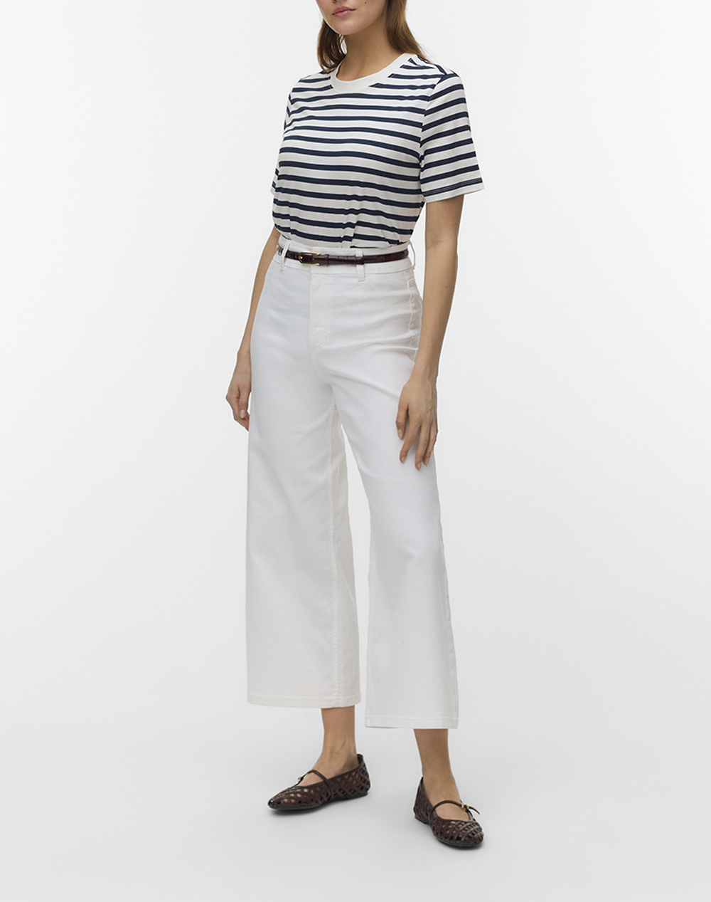 Vero Moda Vmpaulina Stripe Ss T-Shirt Jrs Noos 10336075-Snow Whitemoni Navy Blazer Multi Γυναικεία ρούχα μπλούζες Τ-Shirt Politikos Shop Πολιτικός