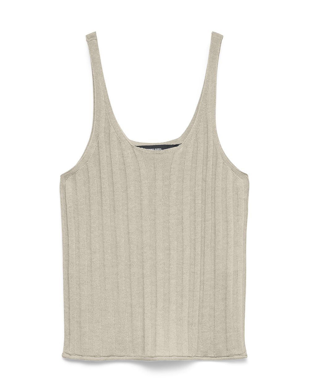 VERO MODA VMLULA LINEN SL O-NECK TOP NOOS 10346048-Oatmeal SandyBrown