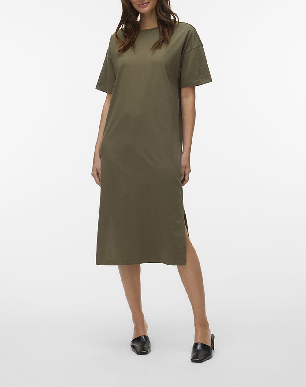 VERO MODA VMMOLLY SS OVERSIZE CALF DRESS NOOS 10286081-Kalamata Olive