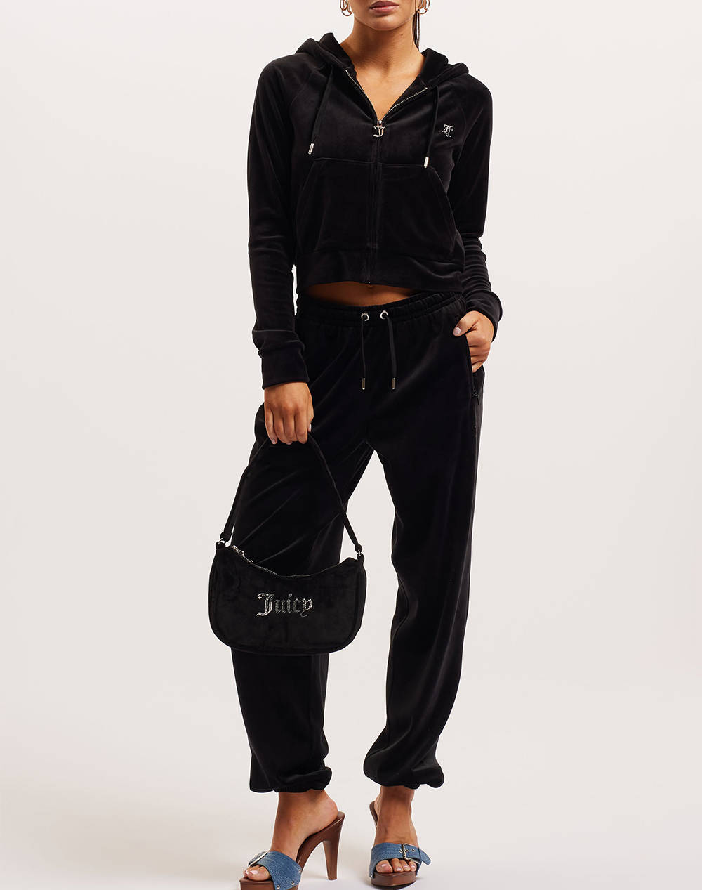 Juicy Couture Madison Hoodie Jcwa122001-101 Black Γυναικεία ρούχα μπλούζες φούτερ Politikos Shop Πολιτικός