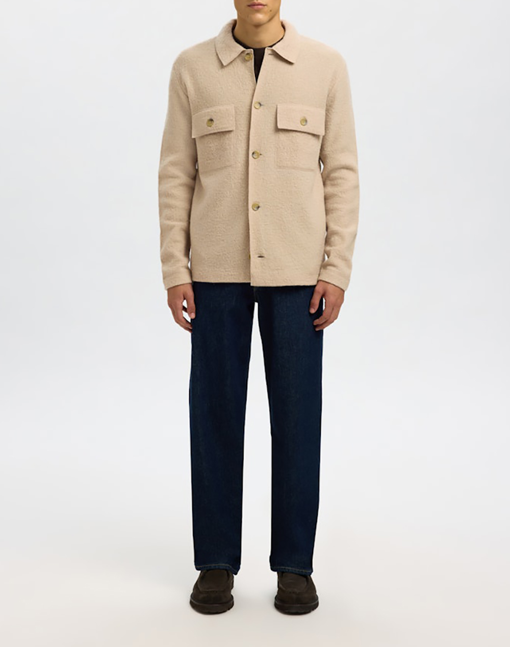 SELECTED SLHNEALY LS KNIT WORKWEAR CARDIGAN NOOS 16098580-Pure Cashmere Biege φωτογραφία