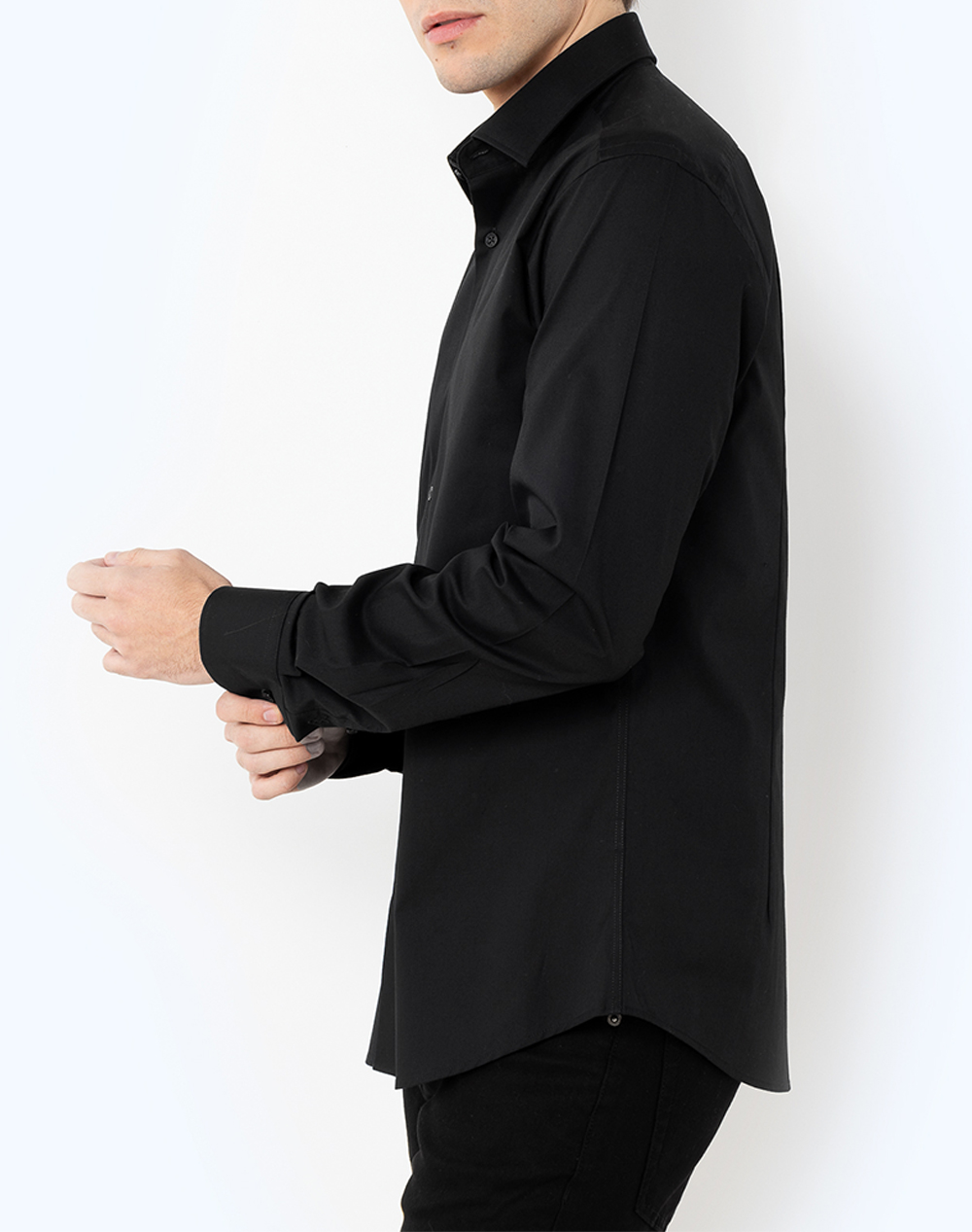 BOSTONIANS ΠΟΥΚΑΜΙΣΟ ΠΟΠΛΙΝΑ SLIM FIT Plain POPLIN Classic Slim Fit 3ACP0606-BLACK Black φωτογραφία