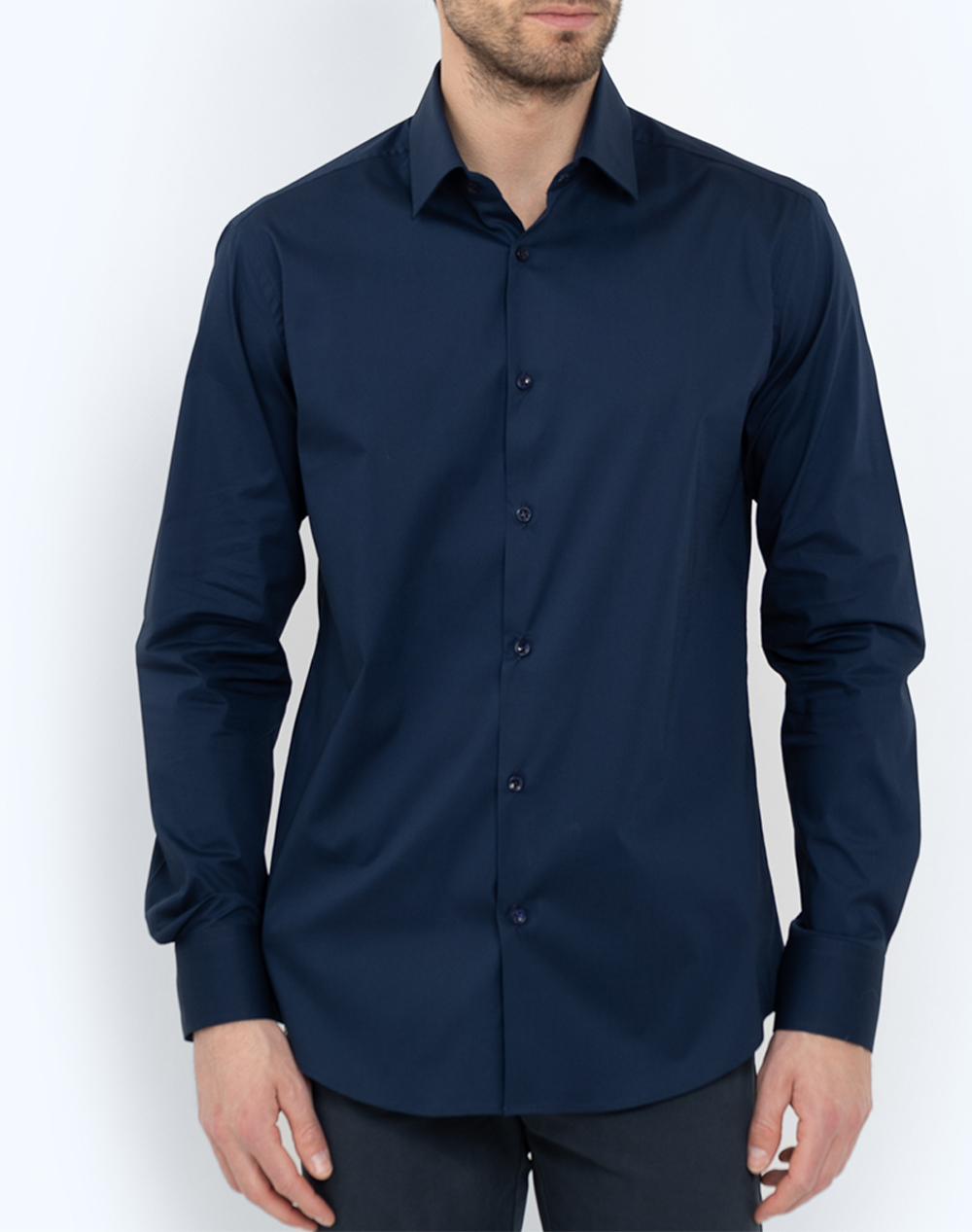 BOSTONIANS ΠΟΥΚΑΜΙΣΟ ΠΟΠΛΙΝΑ SLIM FIT Plain POPLIN Classic Slim Fit 3ACP0606-BLUE Blue