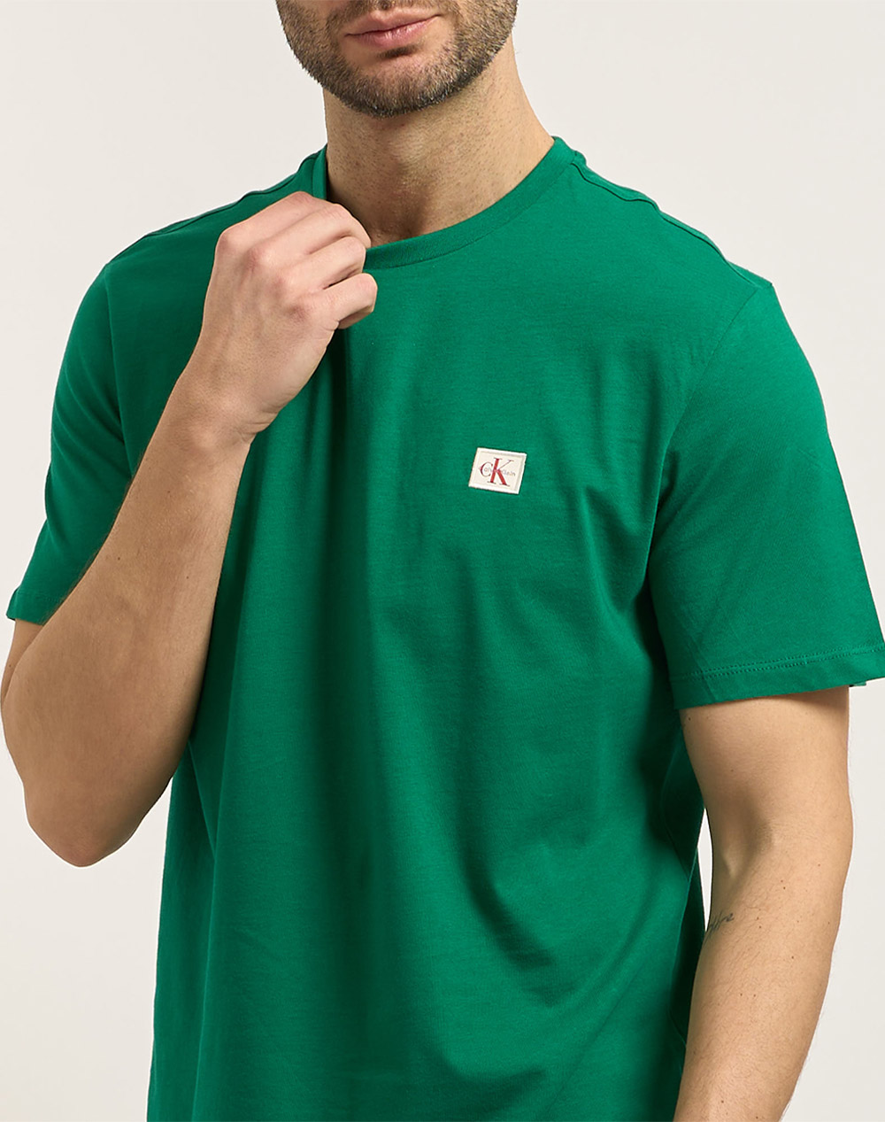 Calvin Klein Jeans Ss Badge 30S Jersey Classic Tee Lv04Rc272G-L4G Green ανδρικά ρούχα μπλούζες T-Shirt Politikos Shop Πολιτικός