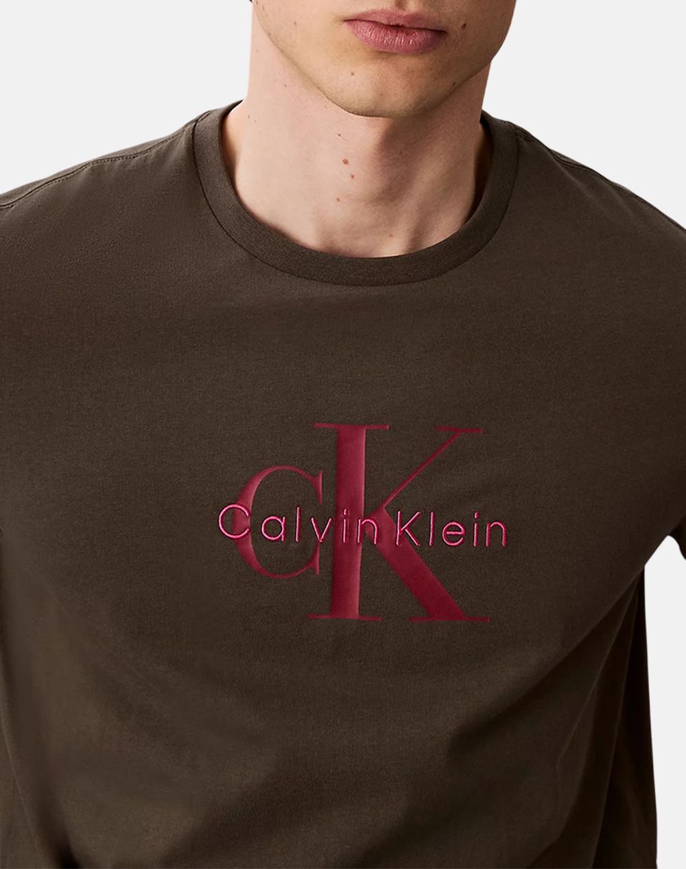 Calvin Klein Jeans Ss Hero Monologo Tee 20S Lv04Rb862G-Par Darkolivegreen ανδρικά ρούχα μπλούζες T-Shirt Politikos Shop Πολιτικός