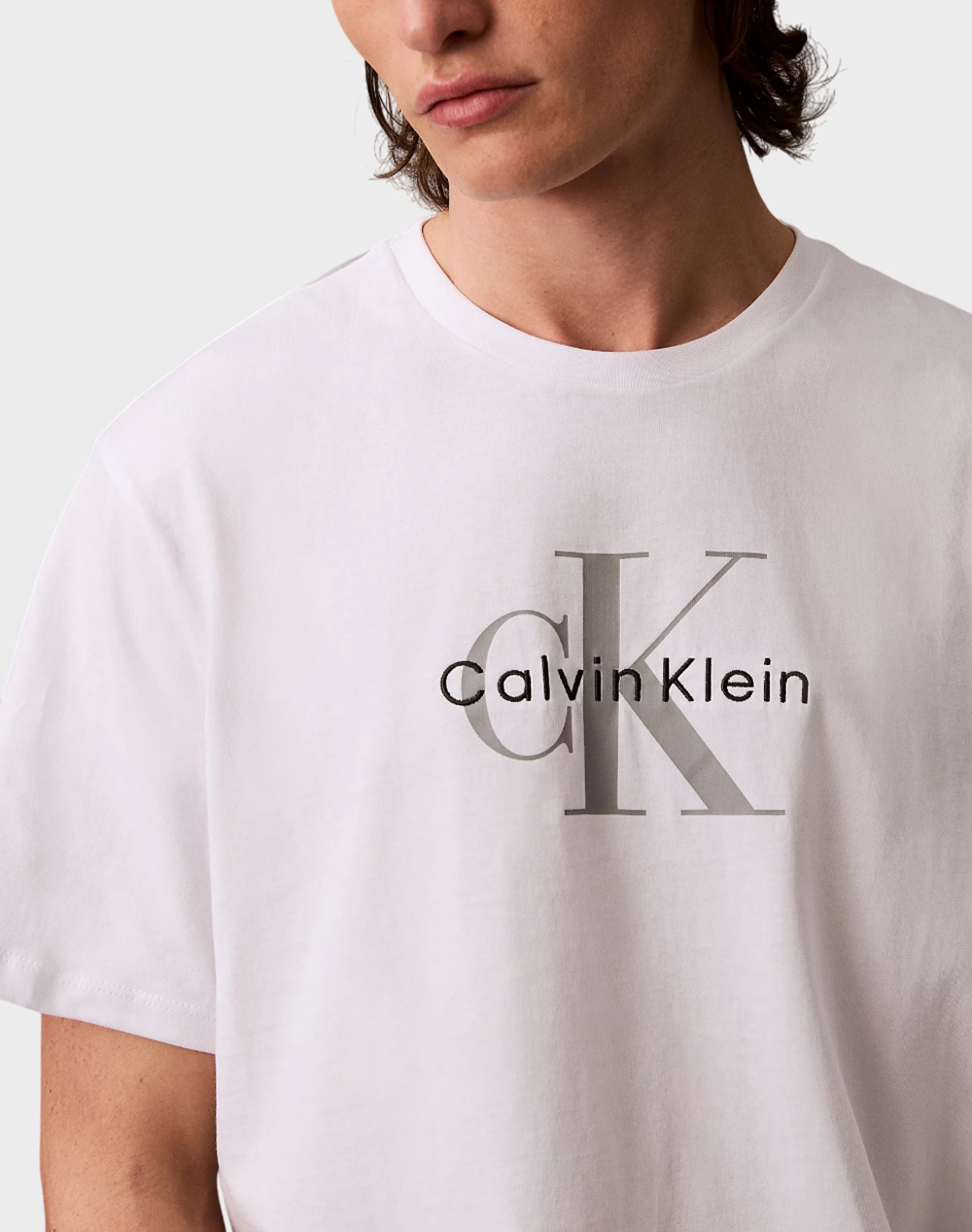 Calvin Klein Jeans Ss Hero Monologo Tee 20S Lv04Rb862G-Yaa White ανδρικά ρούχα μπλούζες T-Shirt Politikos Shop Πολιτικός