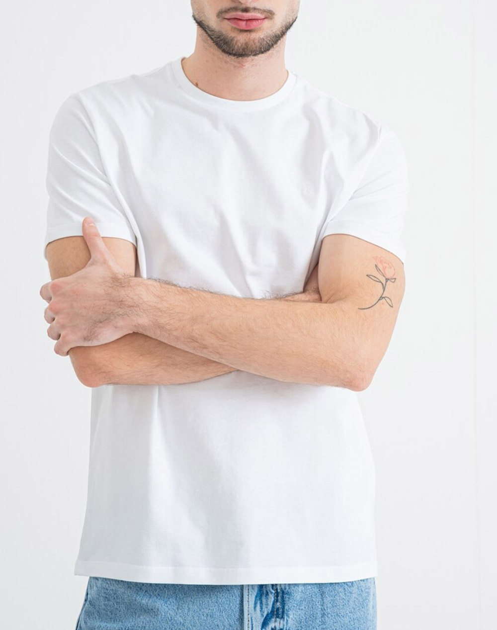 Calvin Klein Jeans Ss Classic Monogram Tee Lv04Rd254G-Yaf White ανδρικά ρούχα μπλούζες T-Shirt Politikos Shop Πολιτικός
