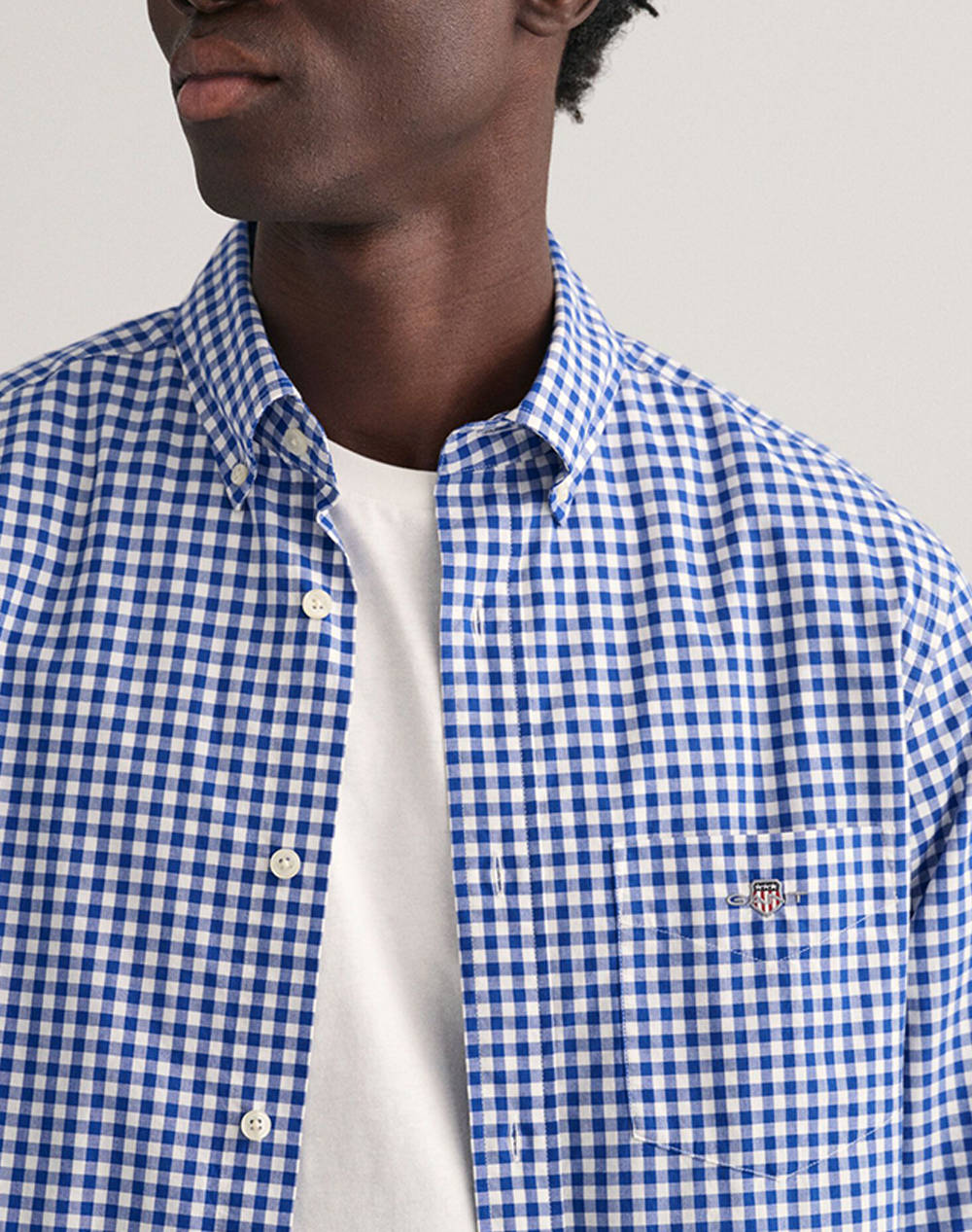 Gant Υποκαμισο Μμ Reg Poplin Gingham Shirt 3G3000120-436 Blue ανδρικά ρούχα πουκάμισα Politikos Shop Πολιτικός