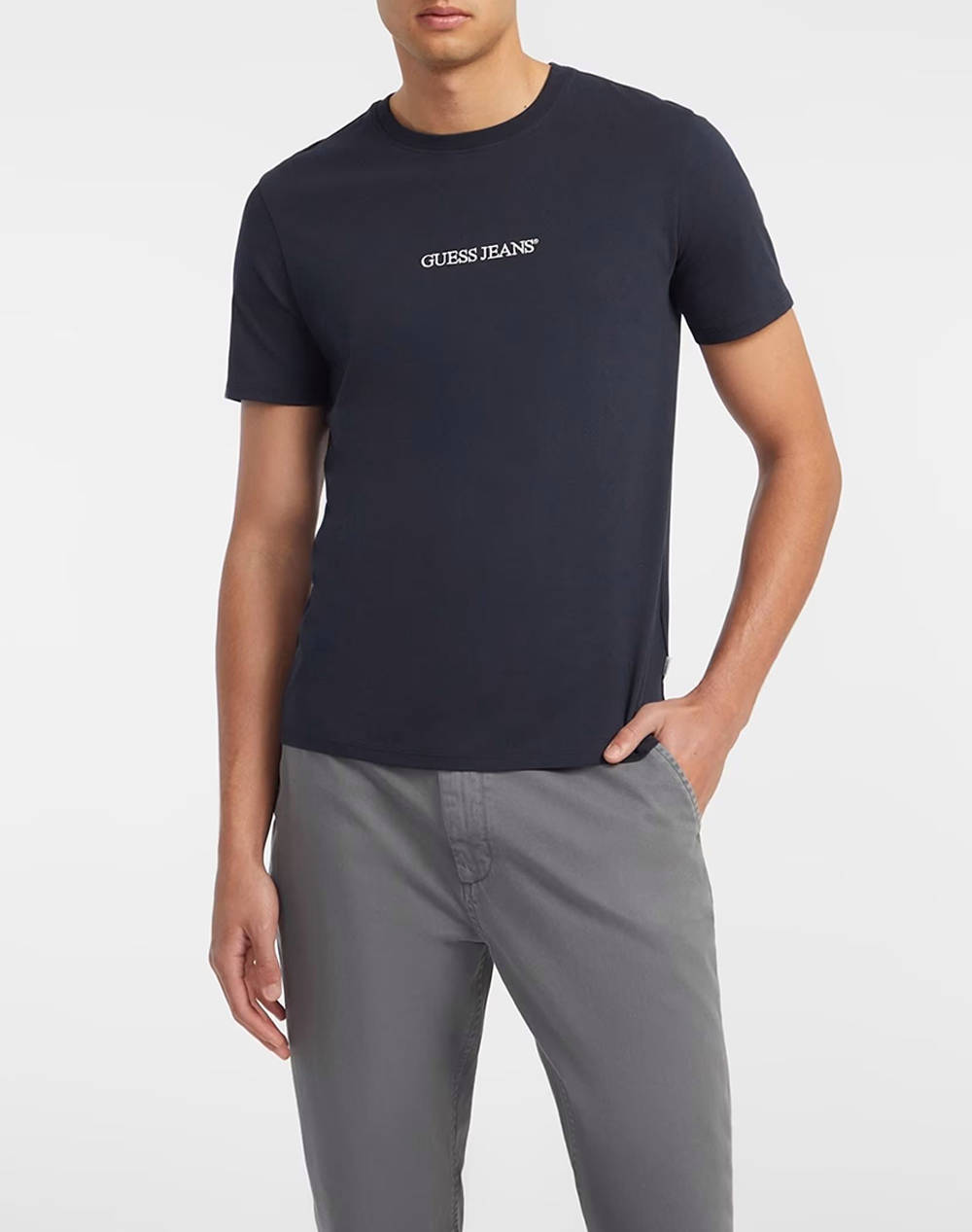 GUESS JEANS GUESS JEANS GJ SS CN SLIM LOGO EMBRO TEE ΜΠΛΟΥΖΑ ΑΝΔΡΙΚΟ M4YI52K8HM0-A71W DarkBlue