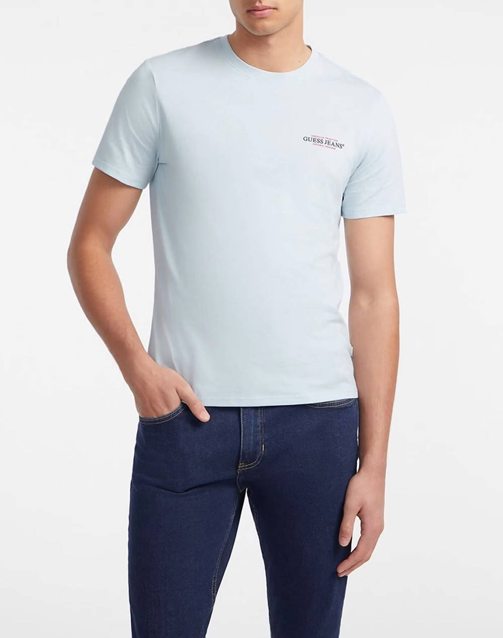 GUESS JEANS GJ SS CN SLIM AMERICAN TR TEE ΜΠΛΟΥΖΑ ΑΝΔΡΙΚΟ M4YI55K8HM0-G7O7 Aqua