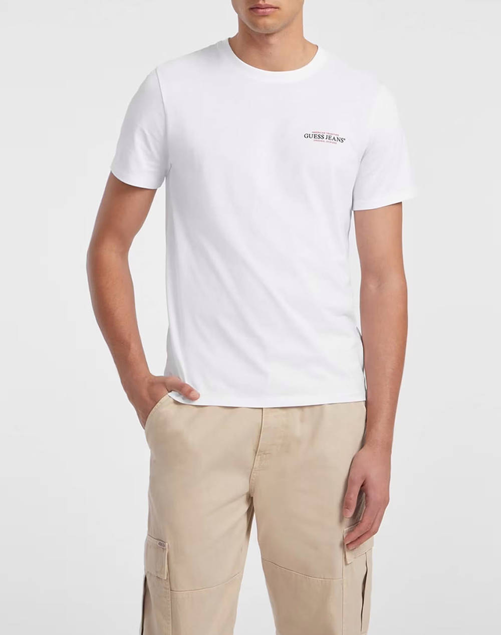 GUESS JEANS GUESS JEANS GJ SS CN SLIM AMERICAN TR TEE ΜΠΛΟΥΖΑ ΑΝΔΡΙΚΟ M4YI55K8HM0-G011 White