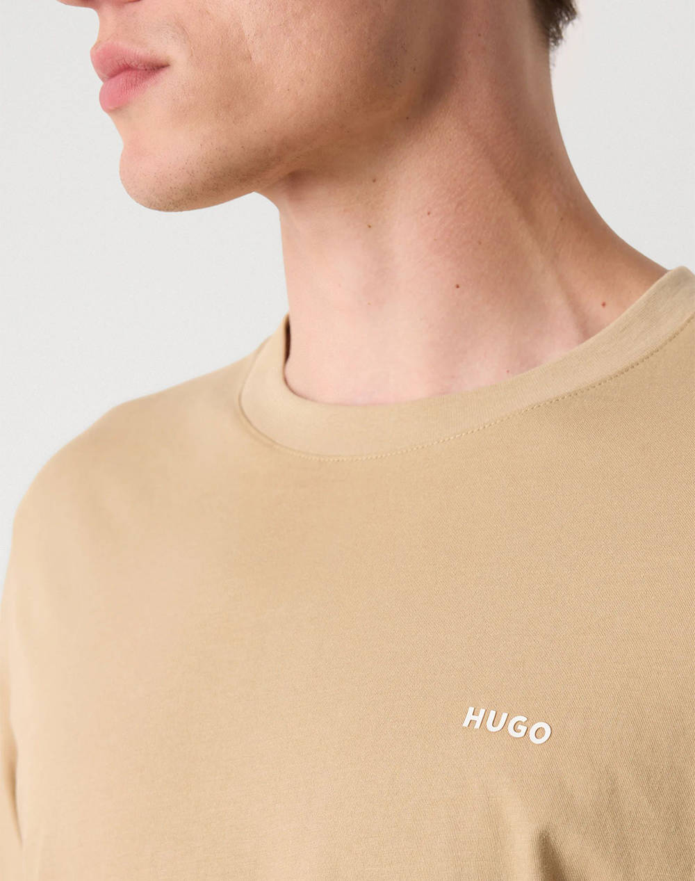 Hugo Μπλούζα Dero222 50466158-269-269 Biege ανδρικά ρούχα μπλούζες T-Shirt Politikos Shop Πολιτικός