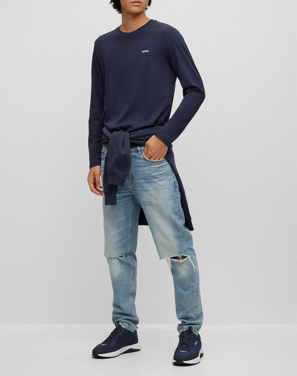 Hugo Μπλούζα Jersey Derol222 50466159-405 Darkblue ανδρικά ρούχα μπλούζες T-Shirt Politikos Shop Πολιτικός
