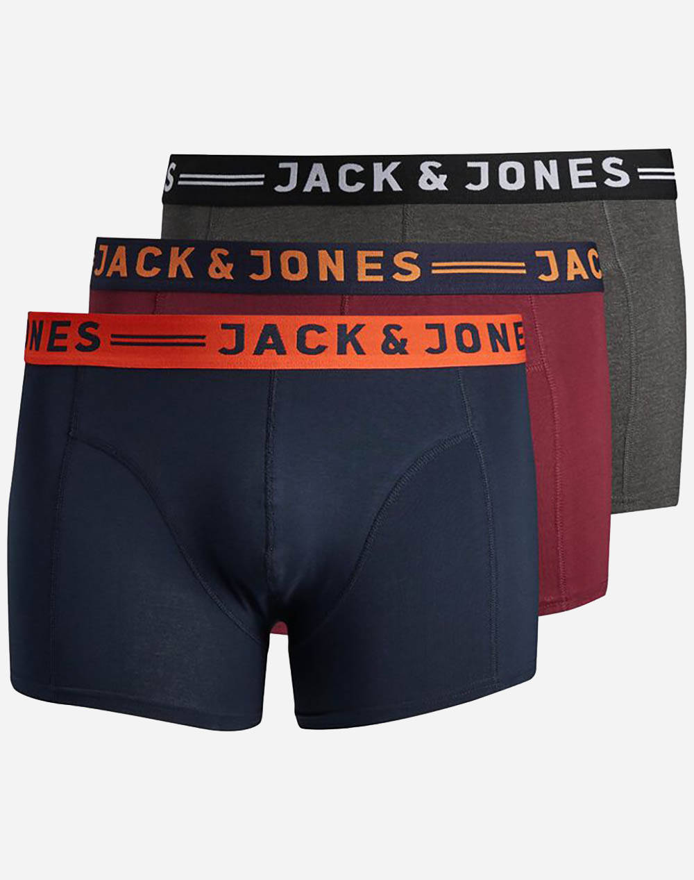 JACK&JONES ΜΠΟΞΕΡ JACLICHFIELD TRUNKS NOOS 3 PACK PS 12147592-BURGUNDY Multi