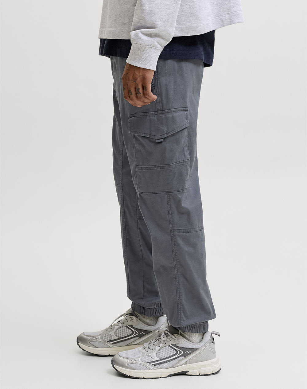 Jack Jones Παντελόνι Jjipaul Jjflake Akm 542 Black Noos 12139912-Turbulence Gray ανδρικά ρούχα παντελόνια Cargo Politikos Shop Πολιτικός