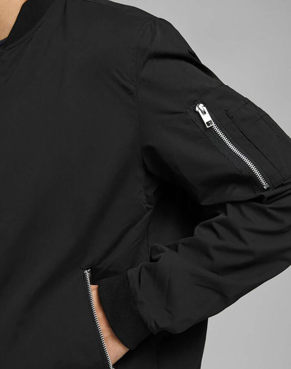 Jack Jones Μπουφάν Jjerush Bomber Noos 12165203-Black Black ανδρικά ρούχα Πανωφορια μπουφάν Politikos Shop Πολιτικός