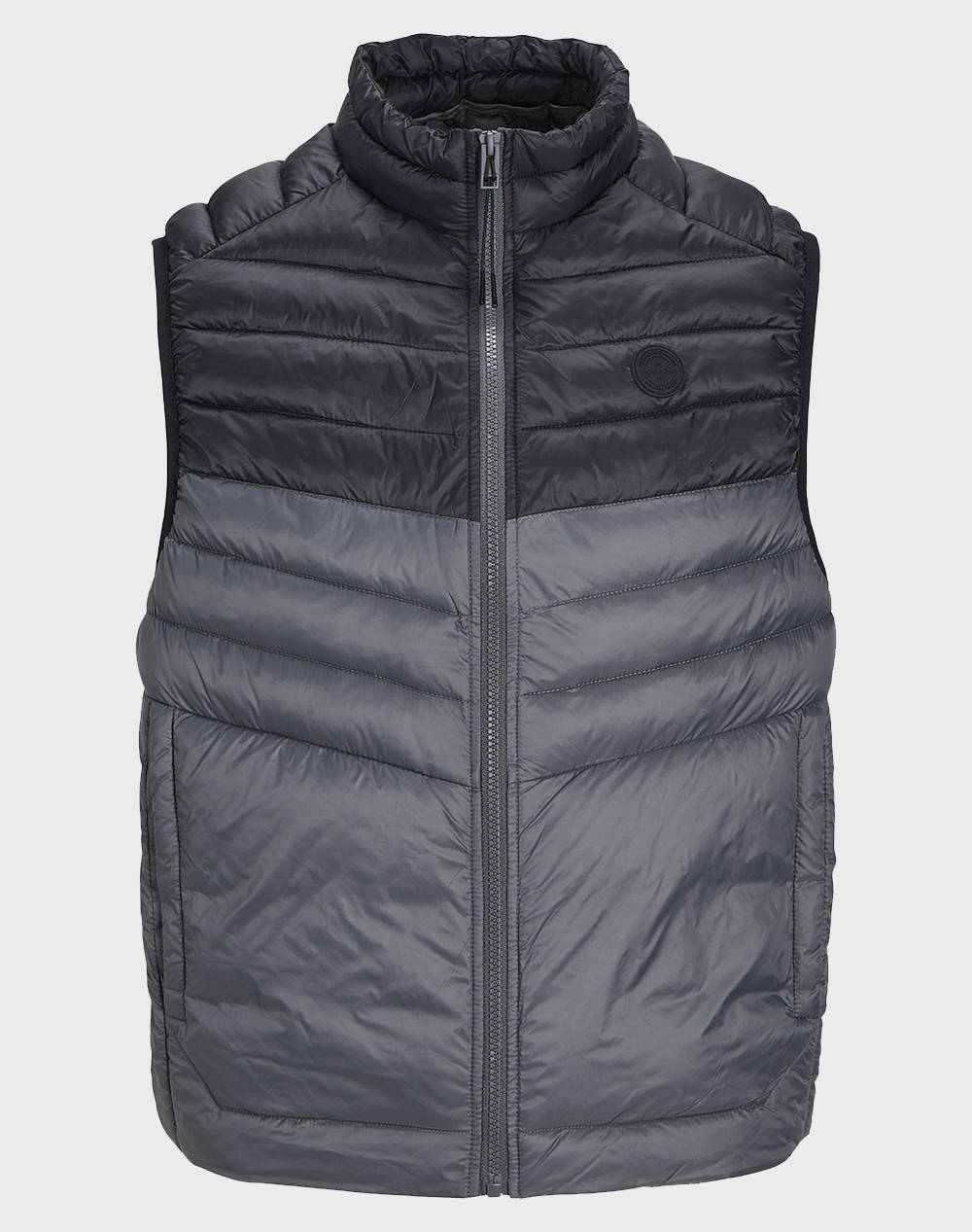 JACK&JONES JJESPRINT BODYWARMER COLLAR NOOS 12258457-AsphaltBLACK BLOCKING DarkGray φωτογραφία