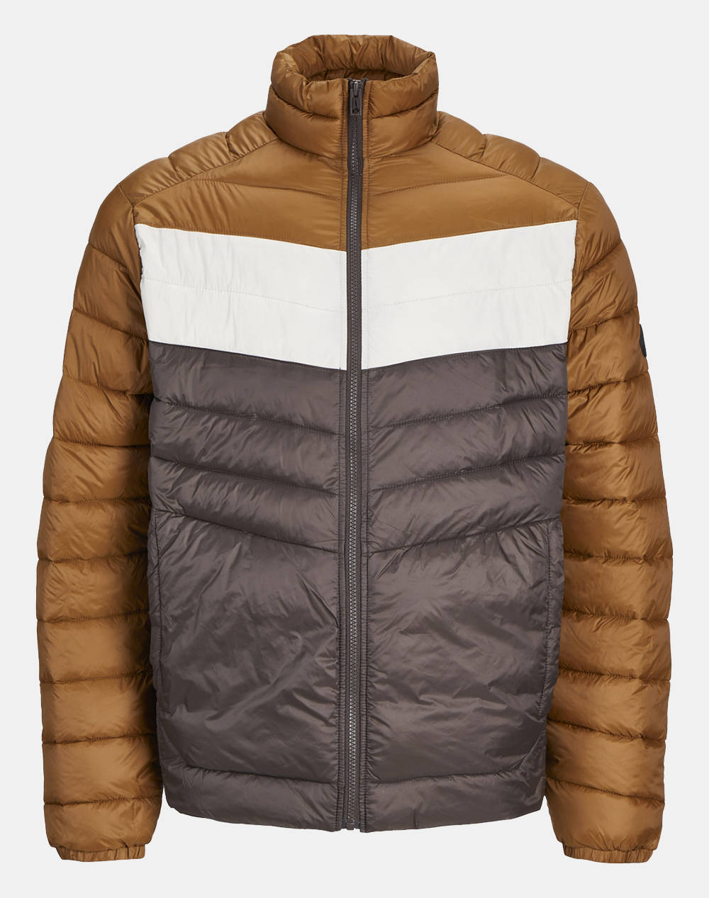 JACK&JONES JJESPRINT PUFFER COLLAR NOOS 12258444-MulchMONKS ROBE/MOONBEAM BLOCKING Mixed