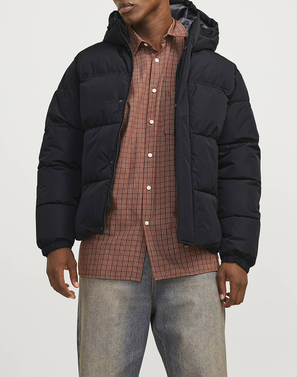 JACK&JONES JJEBRADLEY PUFFER HOOD SN 12256974-BLACK Black