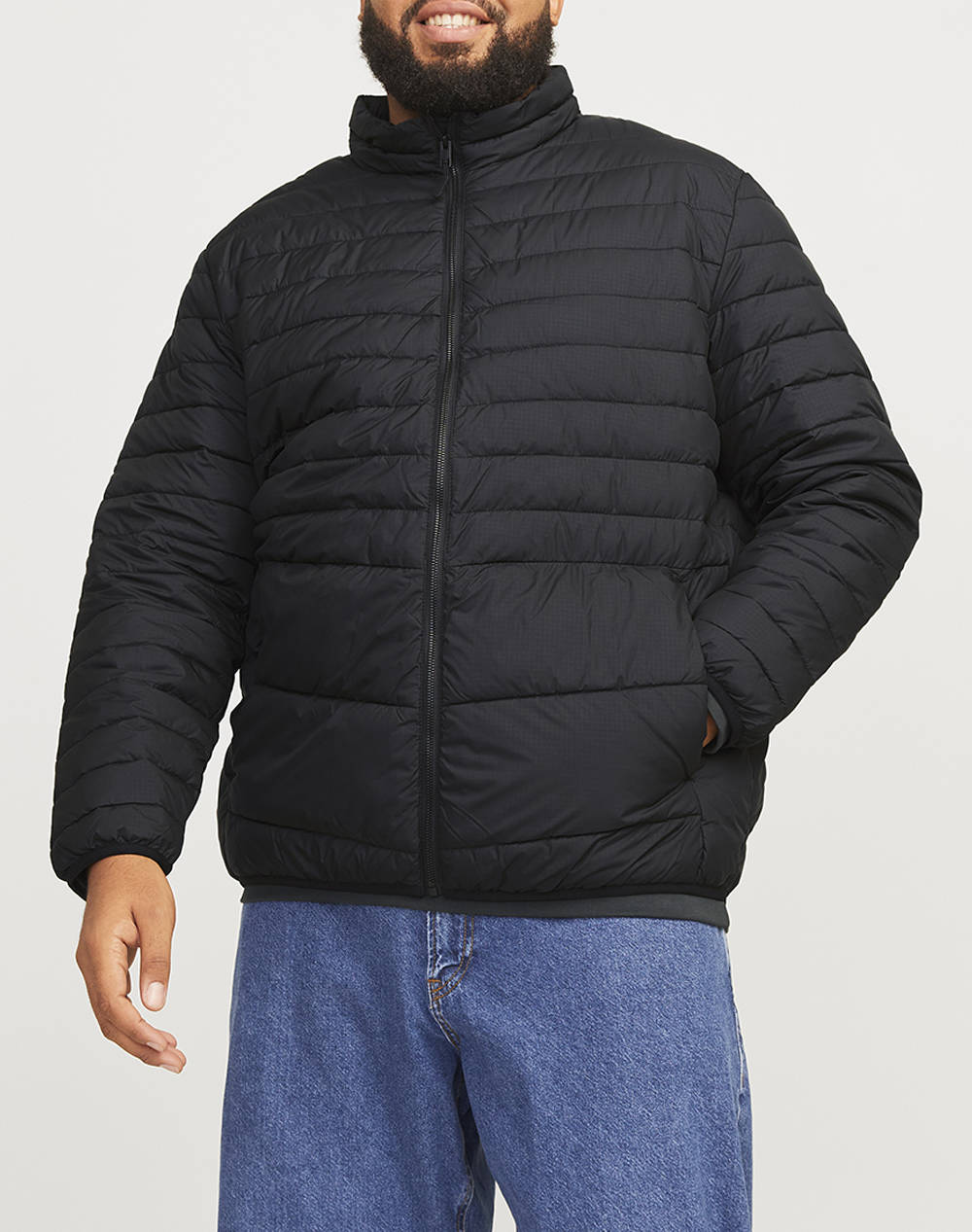 JACK&JONES JJESTATE PACKABLE PUFFER COLLAR NOOS PLS 12258998-BLACK Black