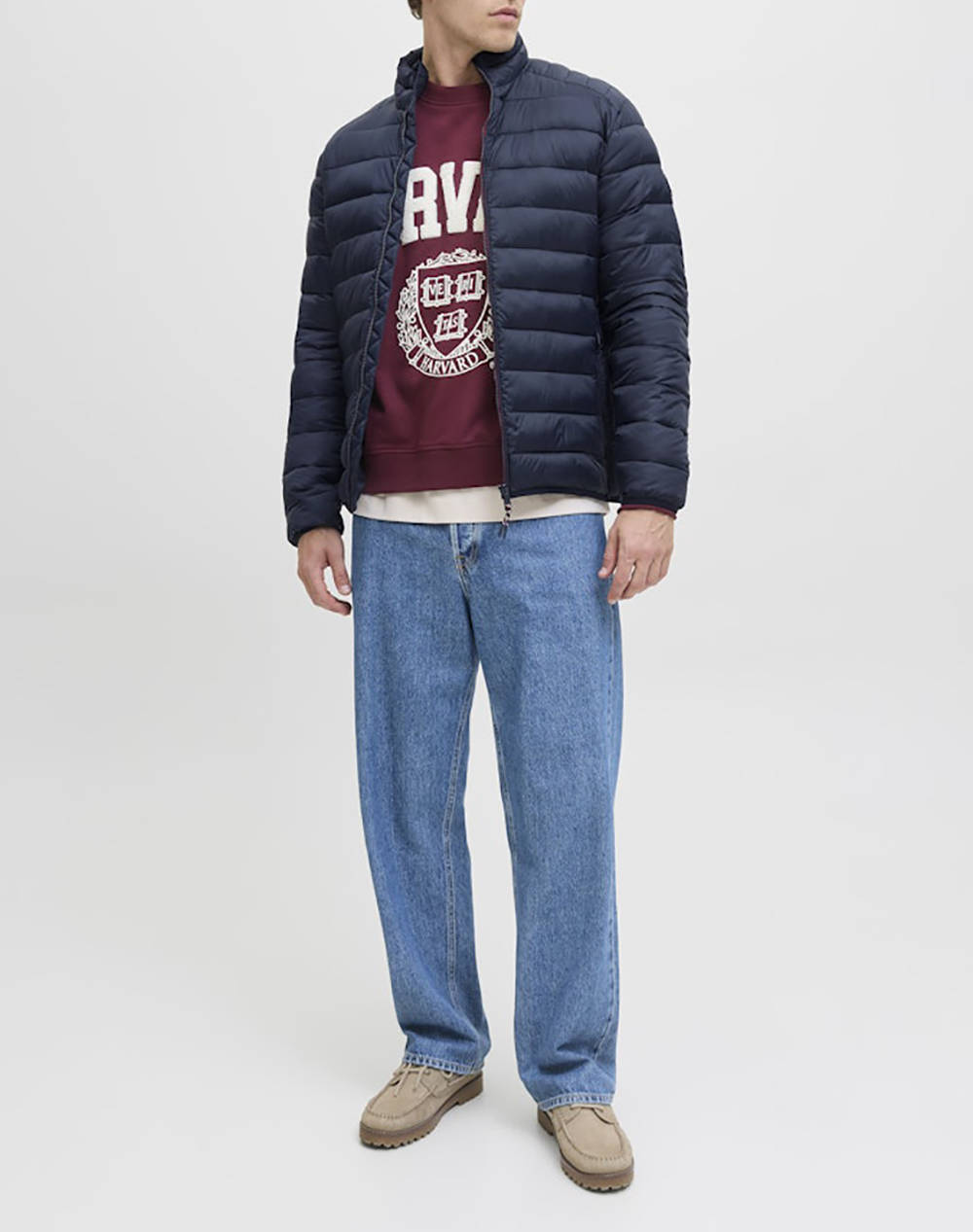 Jack Jones Jjebradley Light Puffer Collar Noos 12280971-Sky Captain Darkblue ανδρικά ρούχα Πανωφορια μπουφάν Politikos Shop Πολιτικός