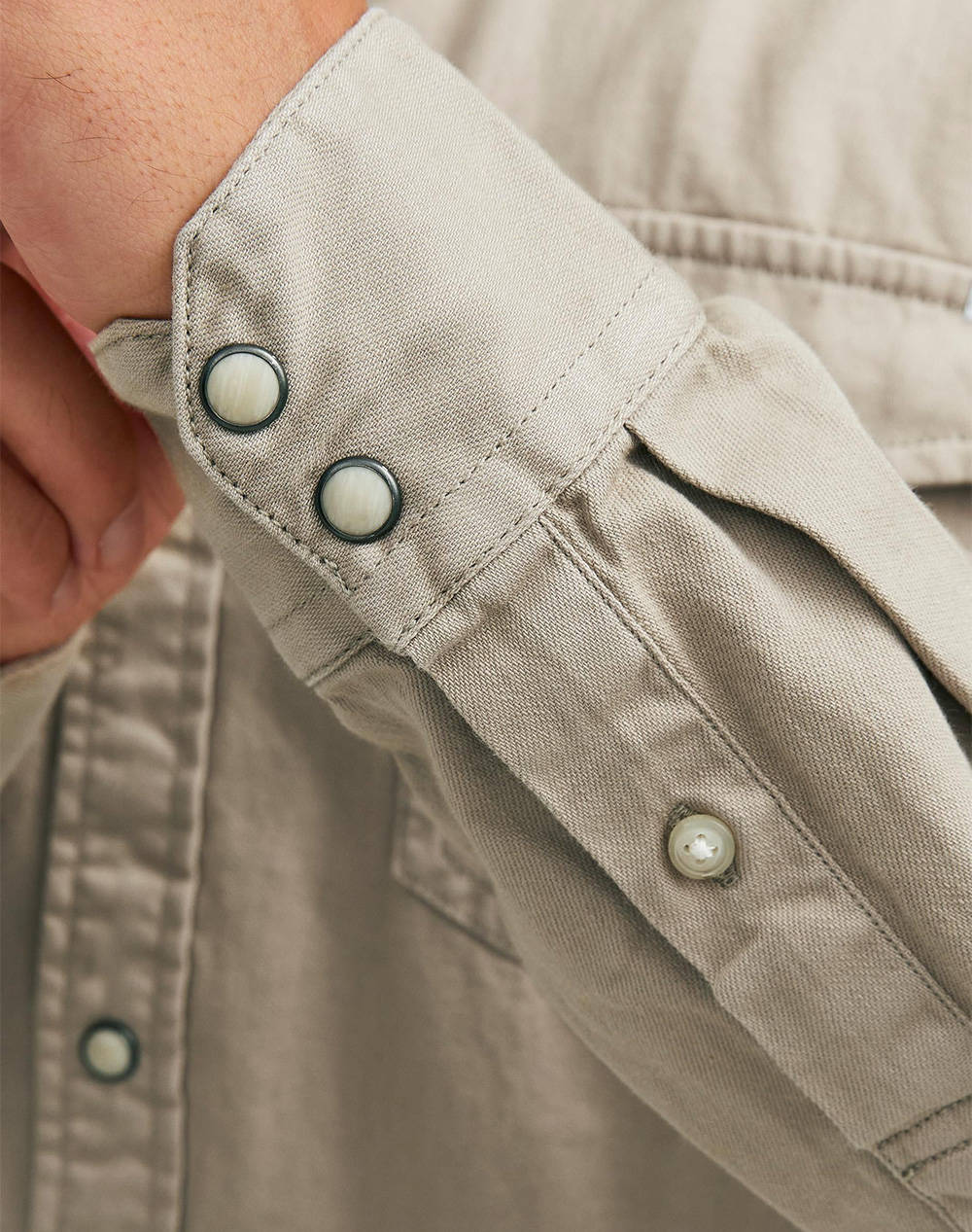 Jack Jones Πουκαμισο Jjesheridan Shirt L S Noos 12138115-Crockery Biege ανδρικά ρούχα πουκάμισα Politikos Shop Πολιτικός