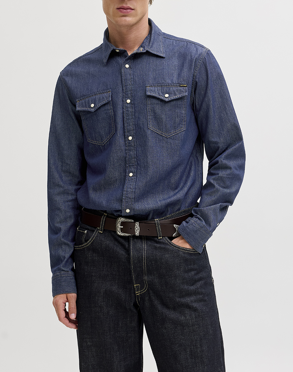 JACK&JONES ΠΟΥΚΑΜΙΣΟ JJESHERIDAN SHIRT L/S NOOS 12138115-Dark DenimREGULAR DarkBlue