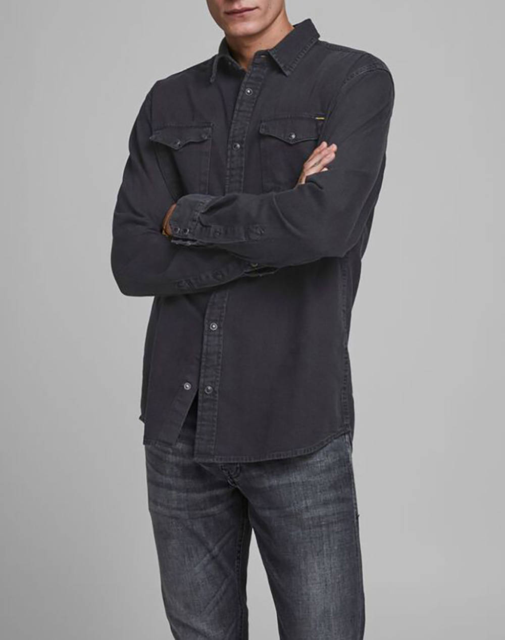 JACK&JONES ΠΟΥΚΑΜΙΣΟ JJESHERIDAN SHIRT L/S NOOS 12138115-Black Denim DenimBlack