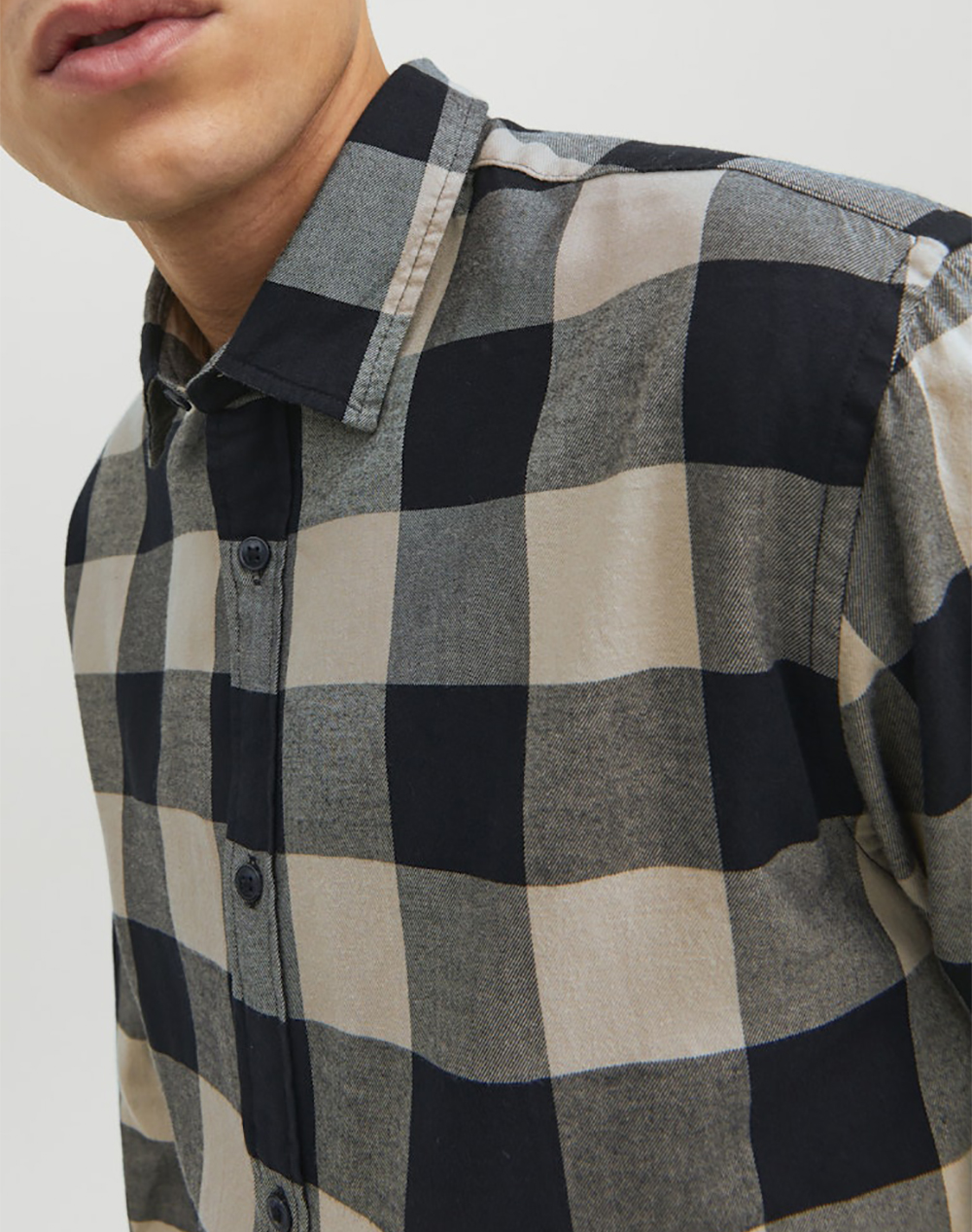 Jack Jones Πουκαμισο Jjegingham Twill Shirt 12181602-Crockery Biege ανδρικά ρούχα πουκάμισα Politikos Shop Πολιτικός