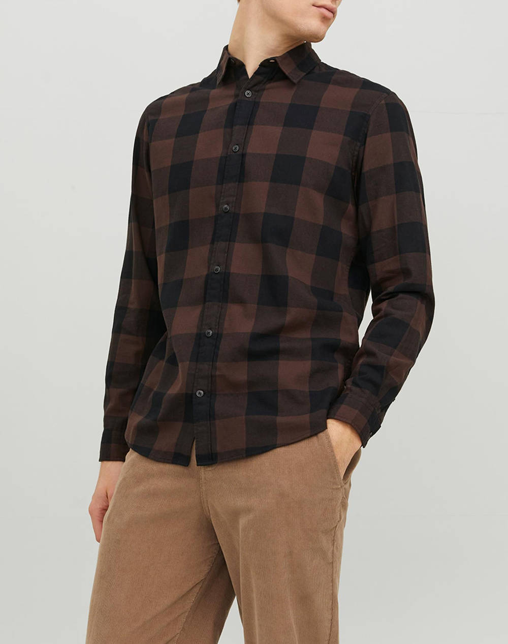 JACK&JONES ΠΟΥΚΑΜΙΣΟ JJEGINGHAM TWILL SHIRT 12181602-Seal Brown DarkBrown