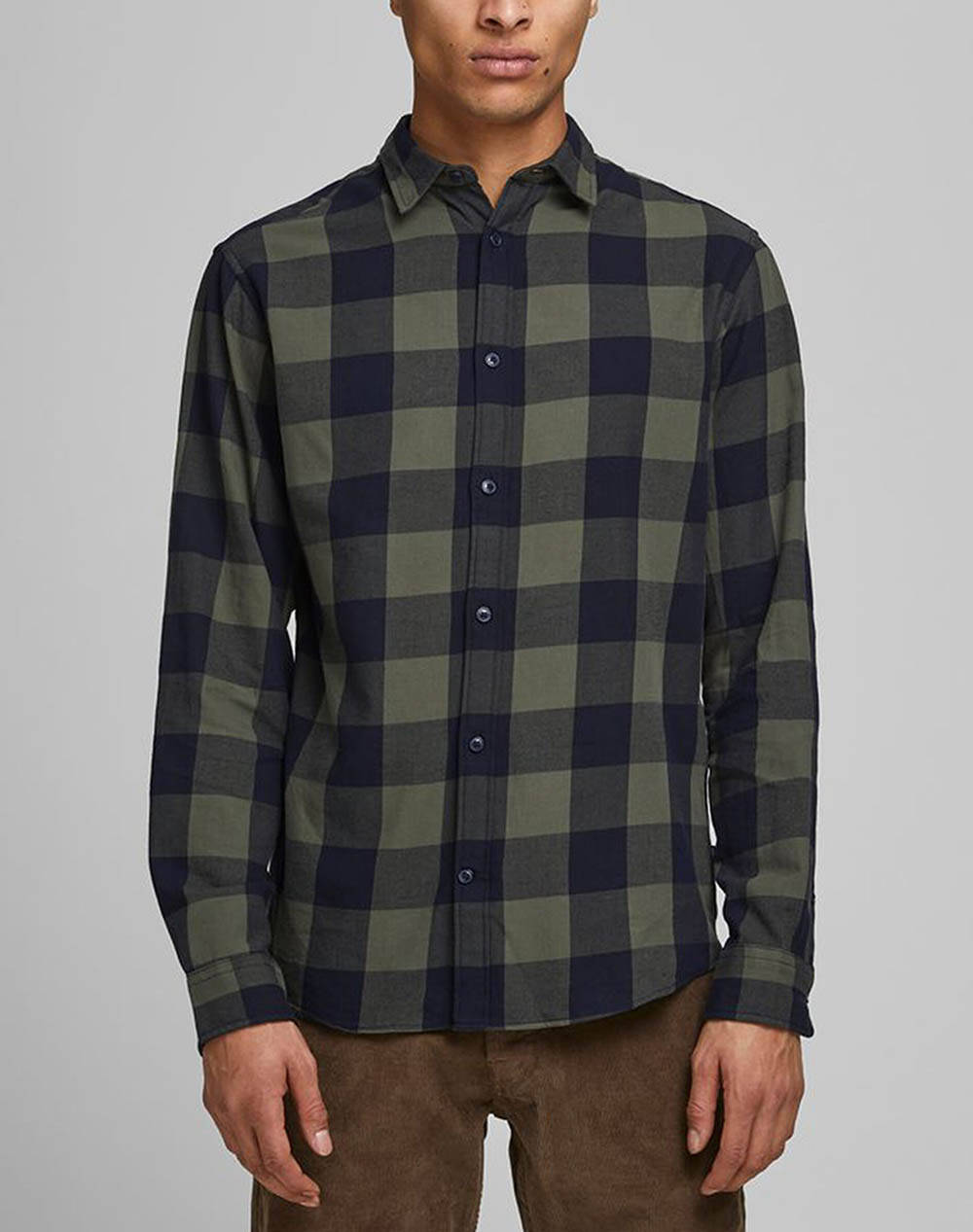 JACK&JONES ΠΟΥΚΑΜΙΣΟ JJEGINGHAM TWILL SHIRT 12181602-Dusty Olive DarkOliveGreen