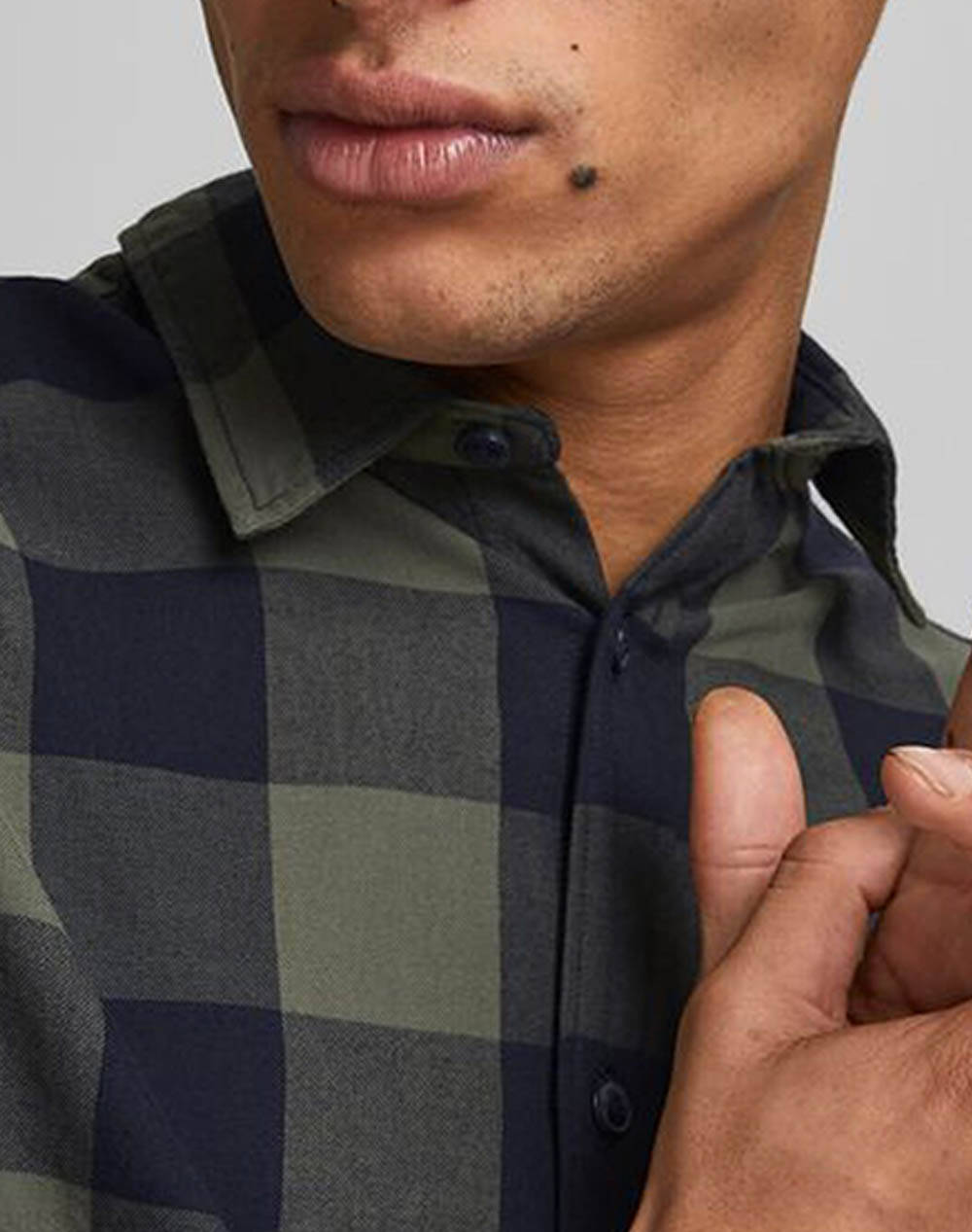 Jack Jones Πουκαμισο Jjegingham Twill Shirt 12181602-Dusty Olive Darkolivegreen ανδρικά ρούχα πουκάμισα Politikos Shop Πολιτικός