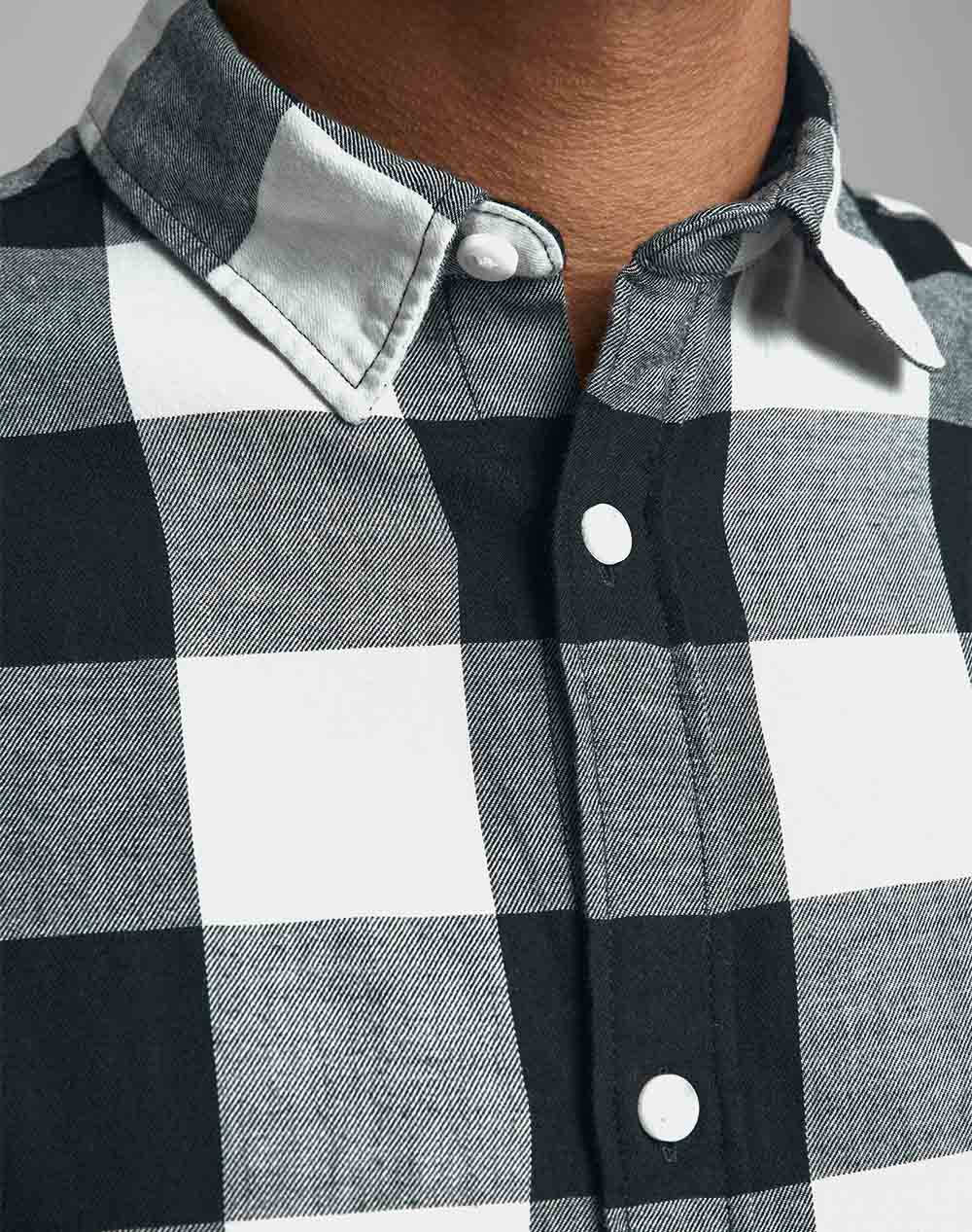 Jack Jones Πουκαμισο Jjegingham Twill Shirt 12181602-Whisper White Offwhite ανδρικά ρούχα πουκάμισα Politikos Shop Πολιτικός