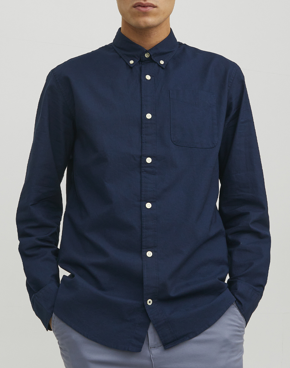 JACK&JONES JJEOXFORD SHIRT LS NOOS 12182486-Navy BlazerSLIMFIT NavyBlue