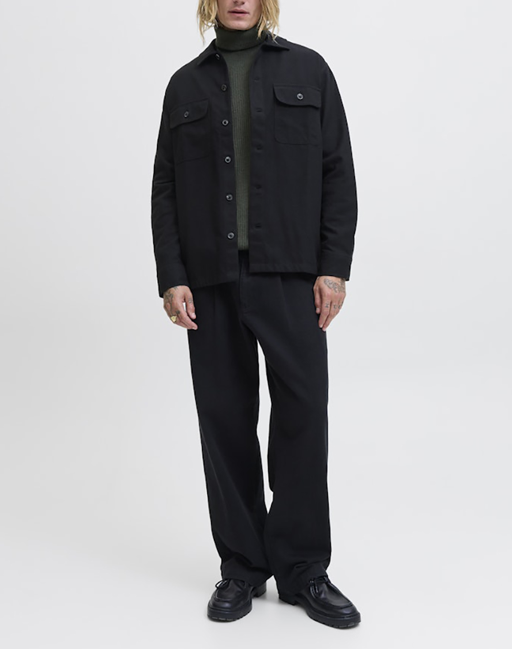 Jack Jones Jjecharge Overshirt Ls Noos 12278969 -Black Black ανδρικά ρούχα πουκάμισα Politikos Shop Πολιτικός