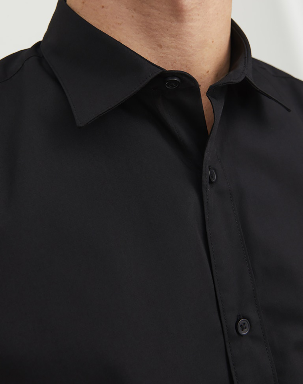 Jack Jones Jjejoe Shirt Ls Plain Noos 12187222-Black Black ανδρικά ρούχα πουκάμισα Politikos Shop Πολιτικός