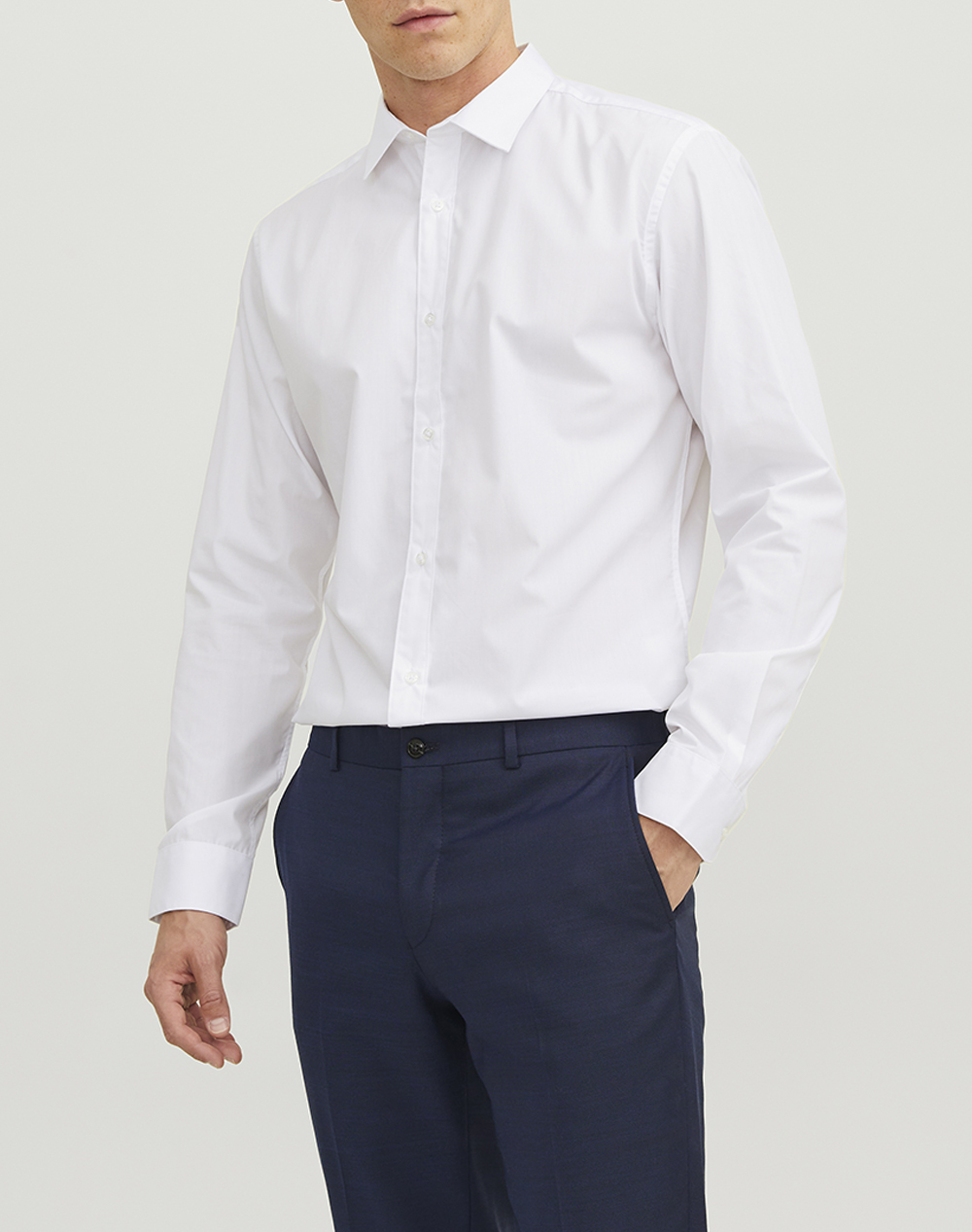 JACK&JONES JJEJOE SHIRT LS PLAIN NOOS 12187222-WHITE White