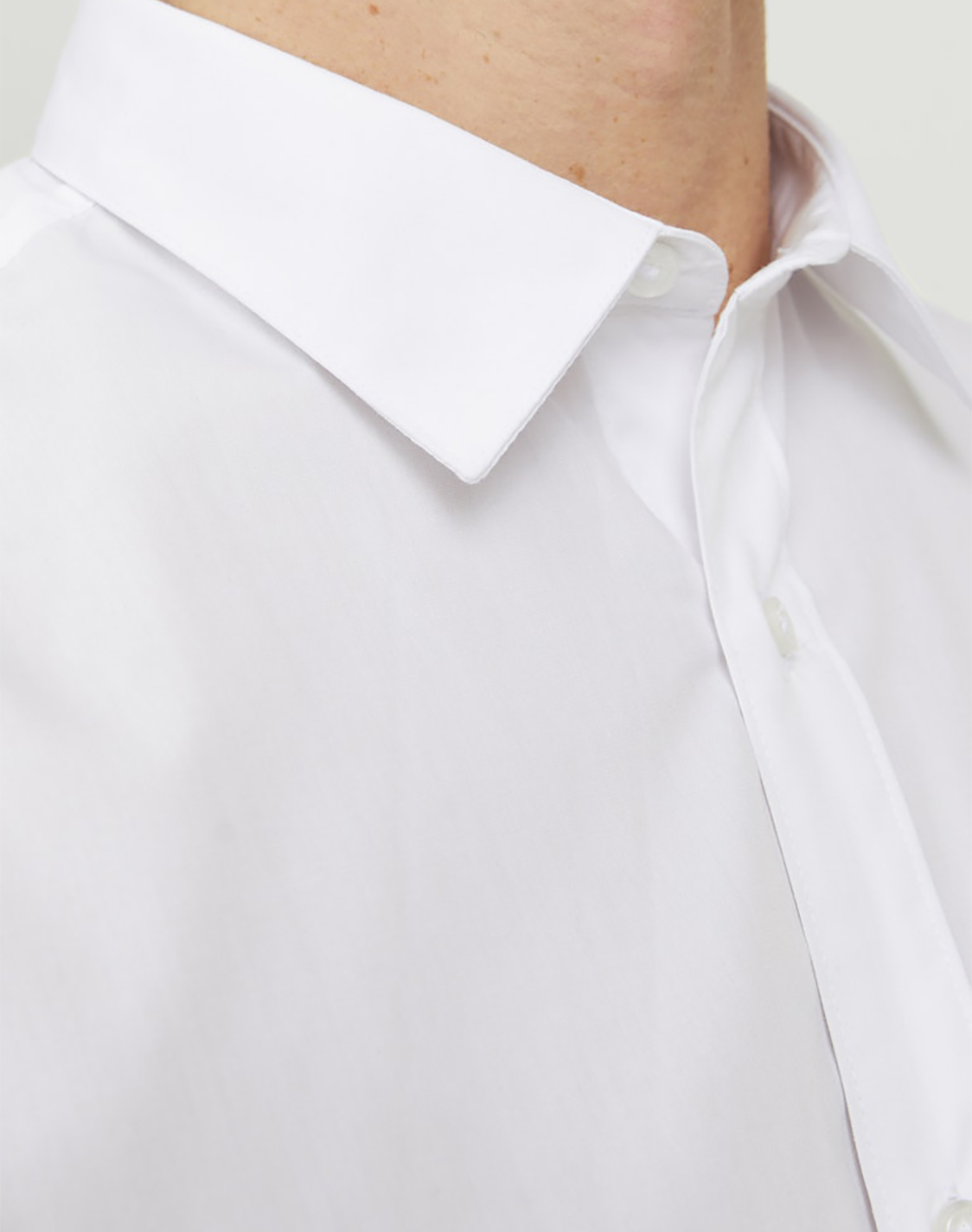 Jack Jones Jjejoe Shirt Ls Plain Noos 12187222-White White ανδρικά ρούχα πουκάμισα Politikos Shop Πολιτικός