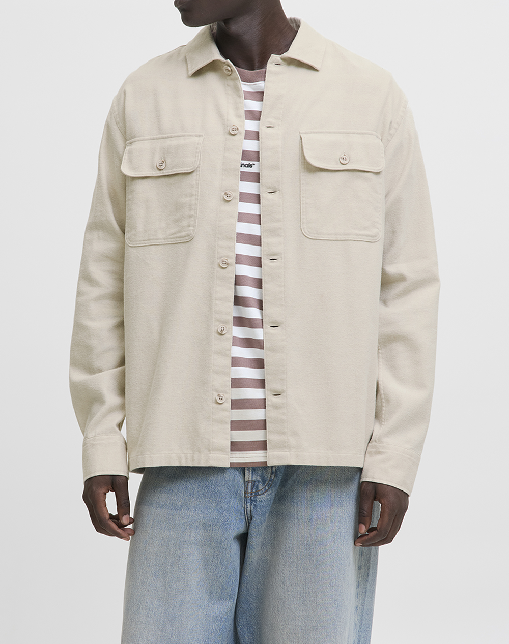 JACK&JONES JJECHARGE OVERSHIRT LS NOOS 12278969-Moonbeam Cream