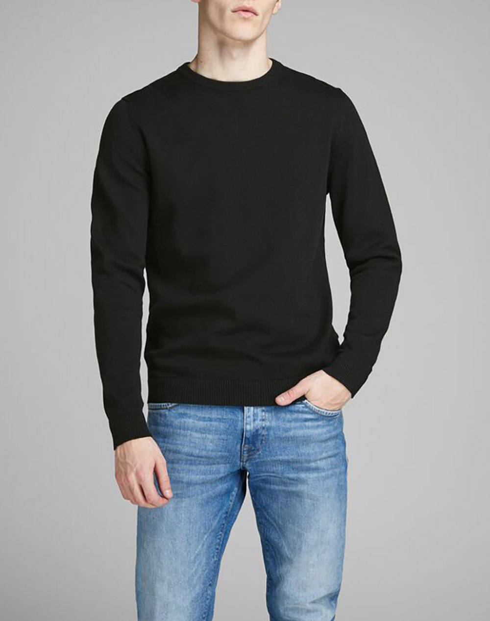 JACK&JONES ΠΟΥΛΟΒΕΡ JJEBASIC KNIT CREW NECK NOOS 12137190-BLACK Black