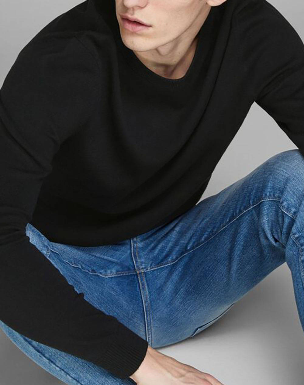 Jack Jones Πουλοβερ Jjebasic Knit Crew Neck Noos 12137190-Black Black ανδρικά ρούχα μπλούζες Πλεκτά Politikos Shop Πολιτικός