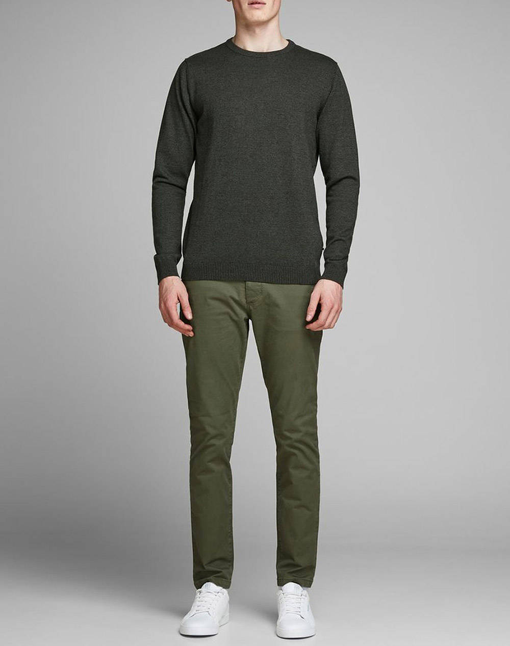 Jack Jones Πουλοβερ Jjebasic Knit Crew Neck Noos 12137190-Forest Night Mediumforestgreen ανδρικά ρούχα μπλούζες Πλεκτά Politikos Shop Πολιτικός