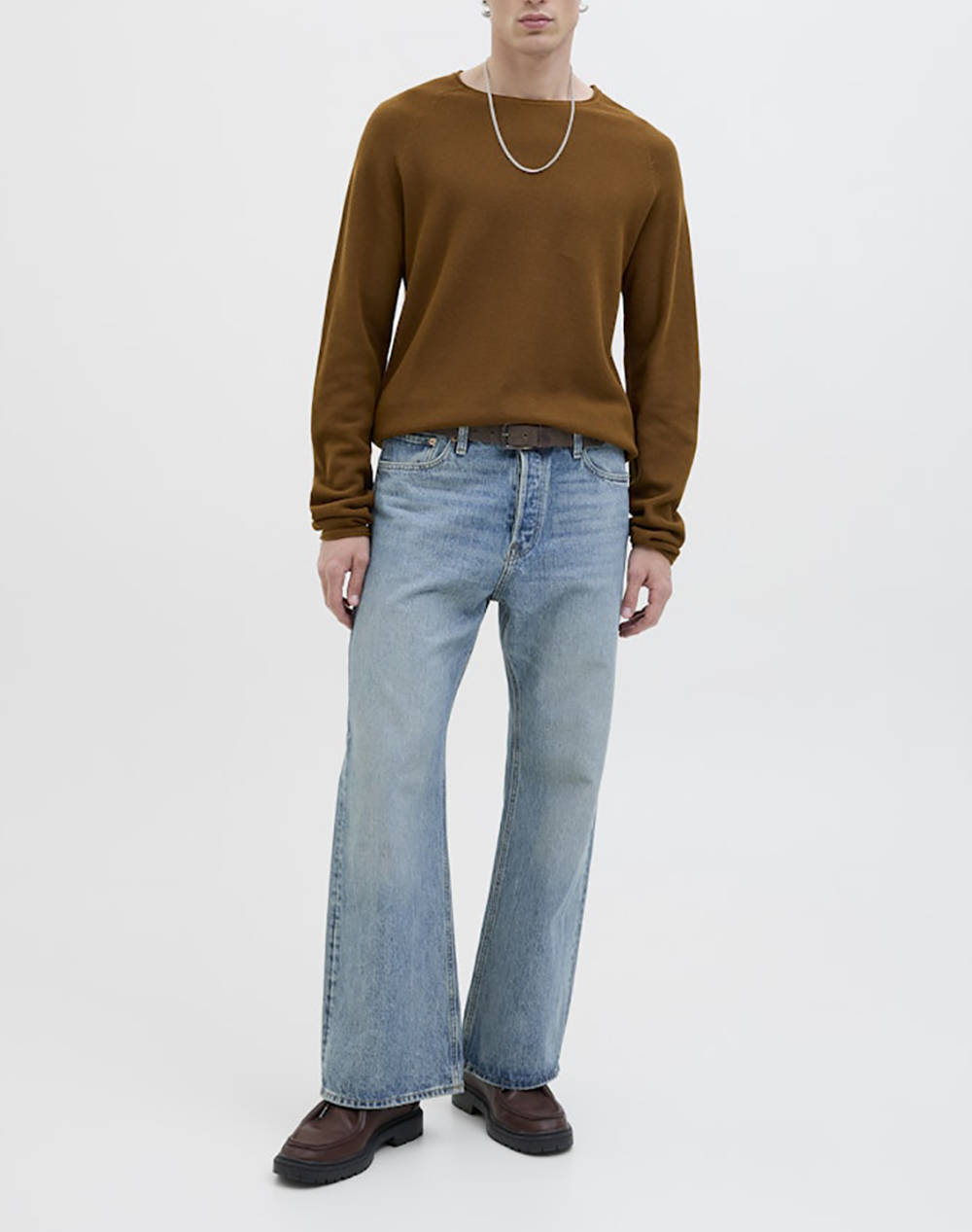Jack Jones Πλεκτο Jjehill Knit Crew Neck Noos 12157321-Monks Robe Cappuccino ανδρικά ρούχα μπλούζες Πλεκτά Politikos Shop Πολιτικός