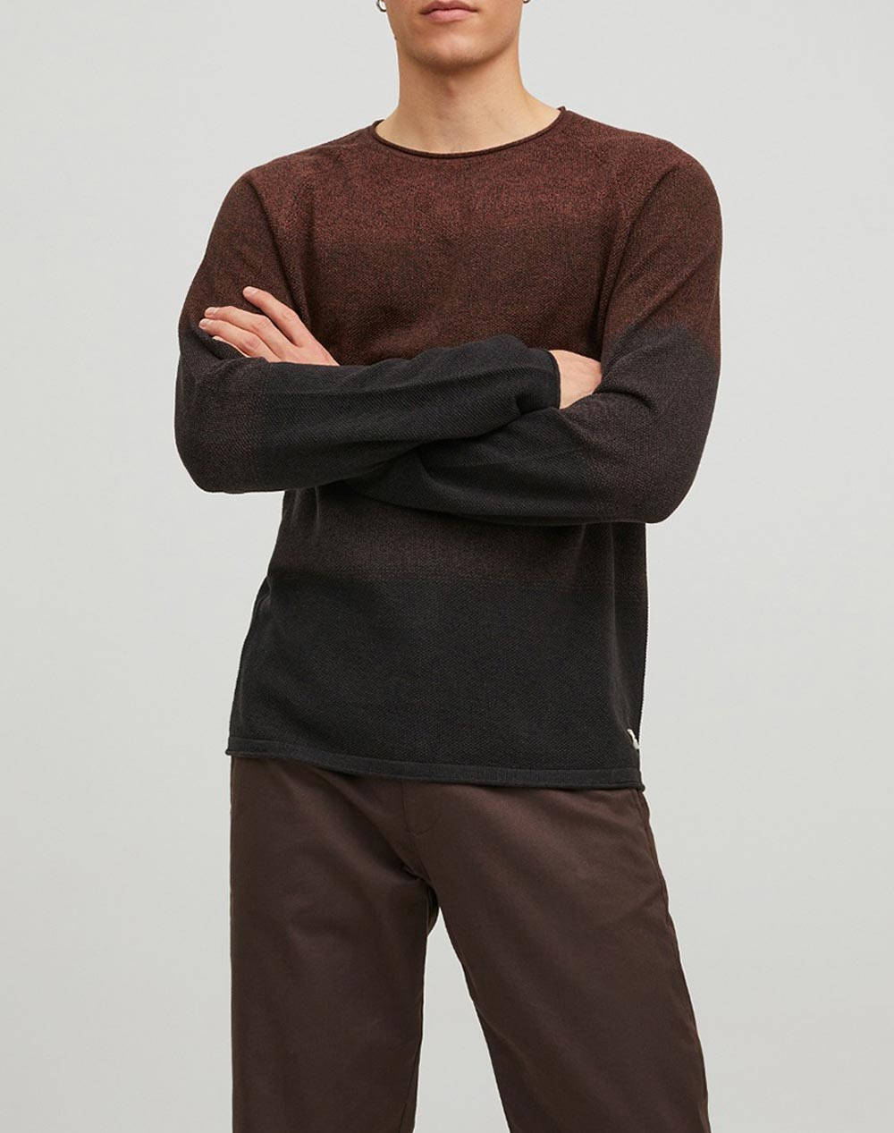 JACK&JONES JACK&JONES ΠΛΕΚΤΟ JJEHILL KNIT CREW NECK NOOS ΠΛΕΚΤΟ 12157321-Mulch DarkBrown
