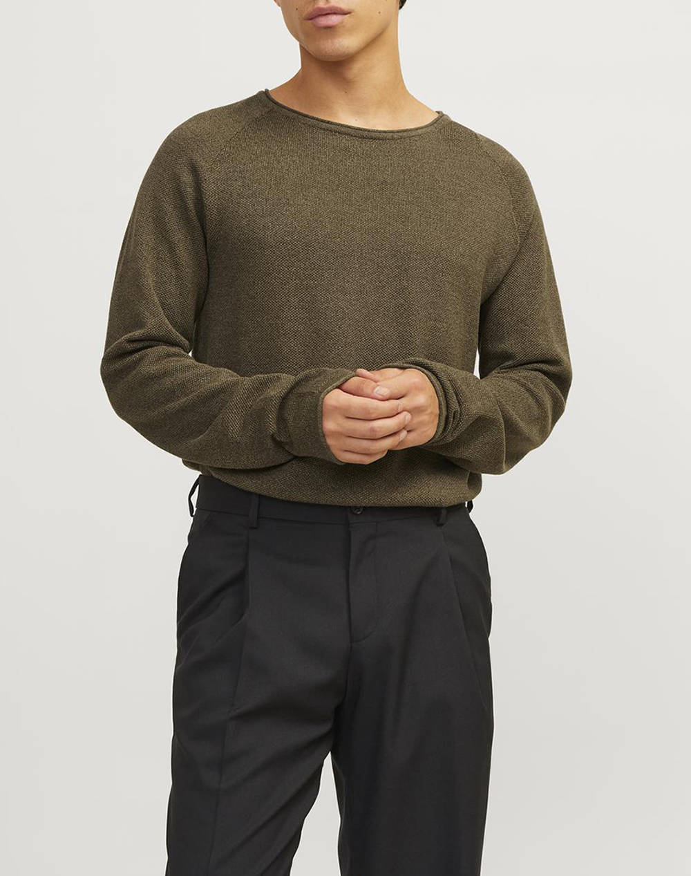 JACK&JONES ΠΛΕΚΤΟ JJEHILL KNIT CREW NECK NOOS ΠΛΕΚΤΟ 12157321-CanteenTwist DarkOliveGreen