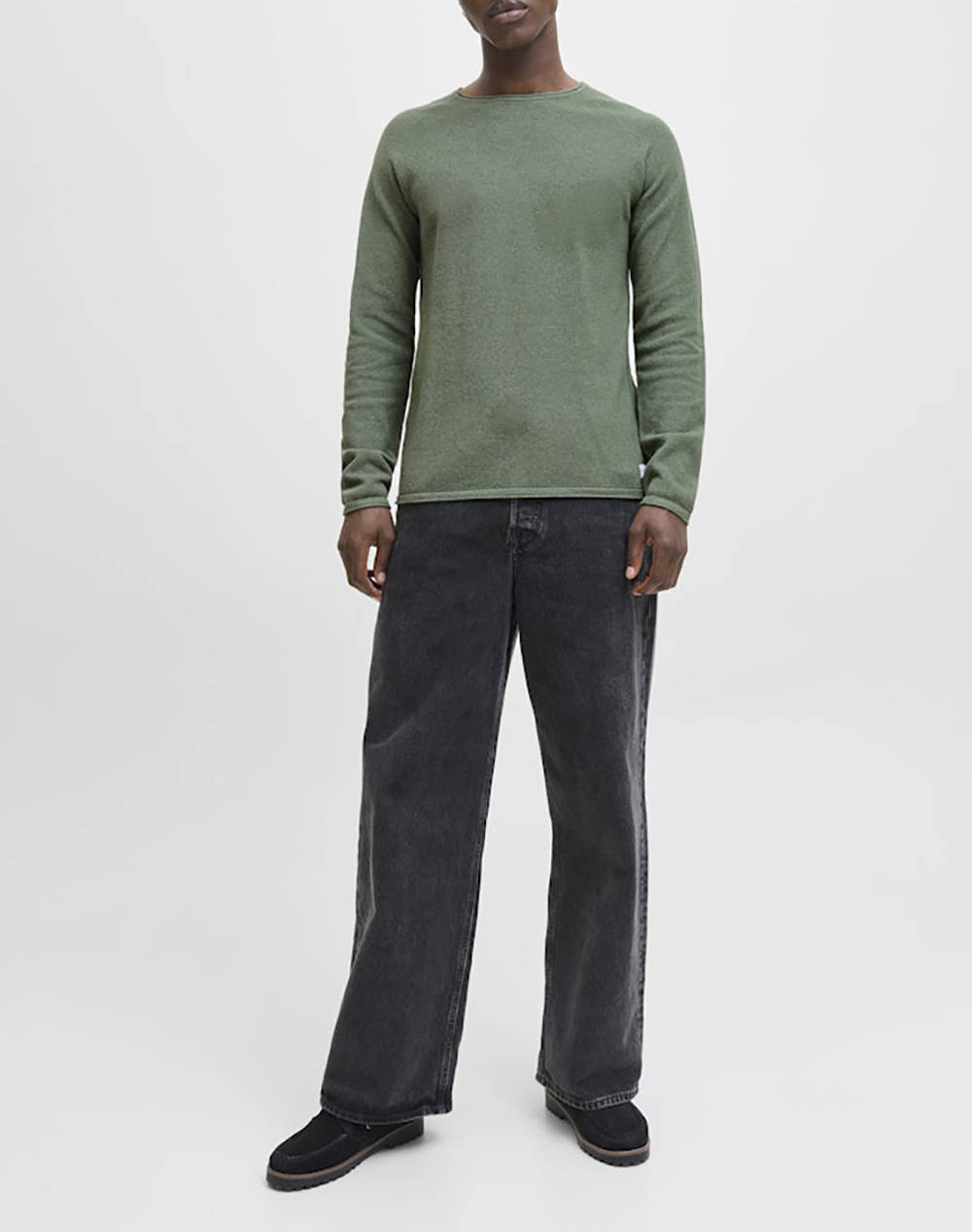 Jack Jones Πλεκτο Jjehill Knit Crew Neck Noos 12157321-Laurel Wreathtwist Khaki ανδρικά ρούχα μπλούζες Πλεκτά Politikos Shop Πολιτικός