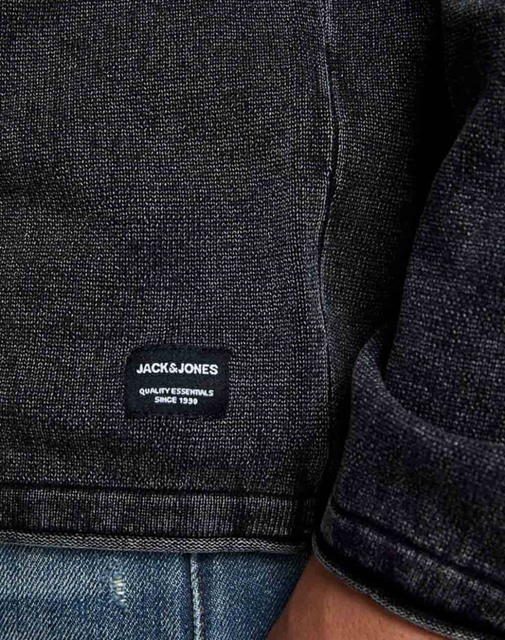 Jack Jones Μπλούζα Jjeleo Knit Crew Neck Noos 12174001-Caviar Darkgray ανδρικά ρούχα μπλούζες Πλεκτά Politikos Shop Πολιτικός