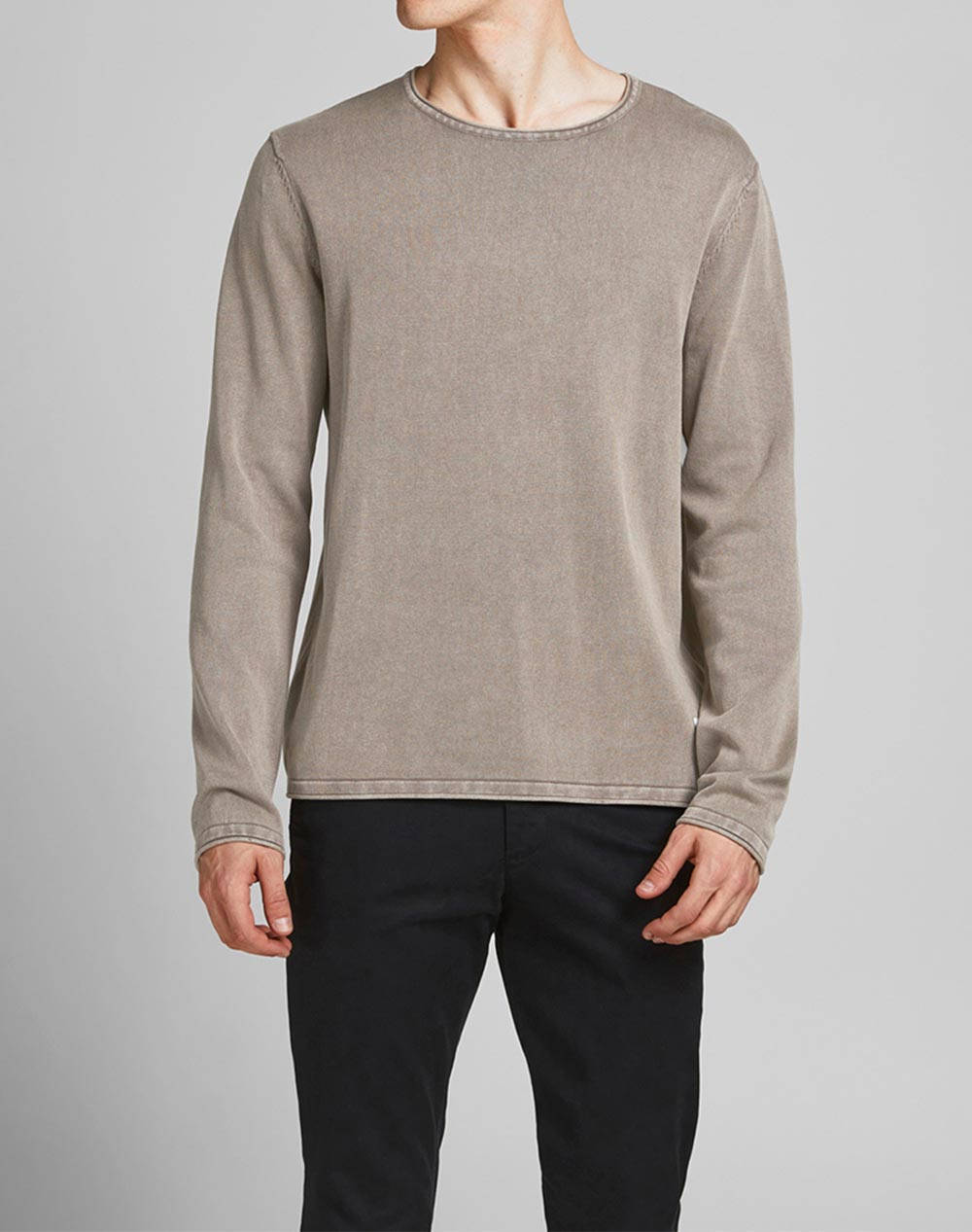 JACK&JONES ΜΠΛΟΥΖΑ JJELEO KNIT CREW NECK NOOS 12174001-Crockery Gray